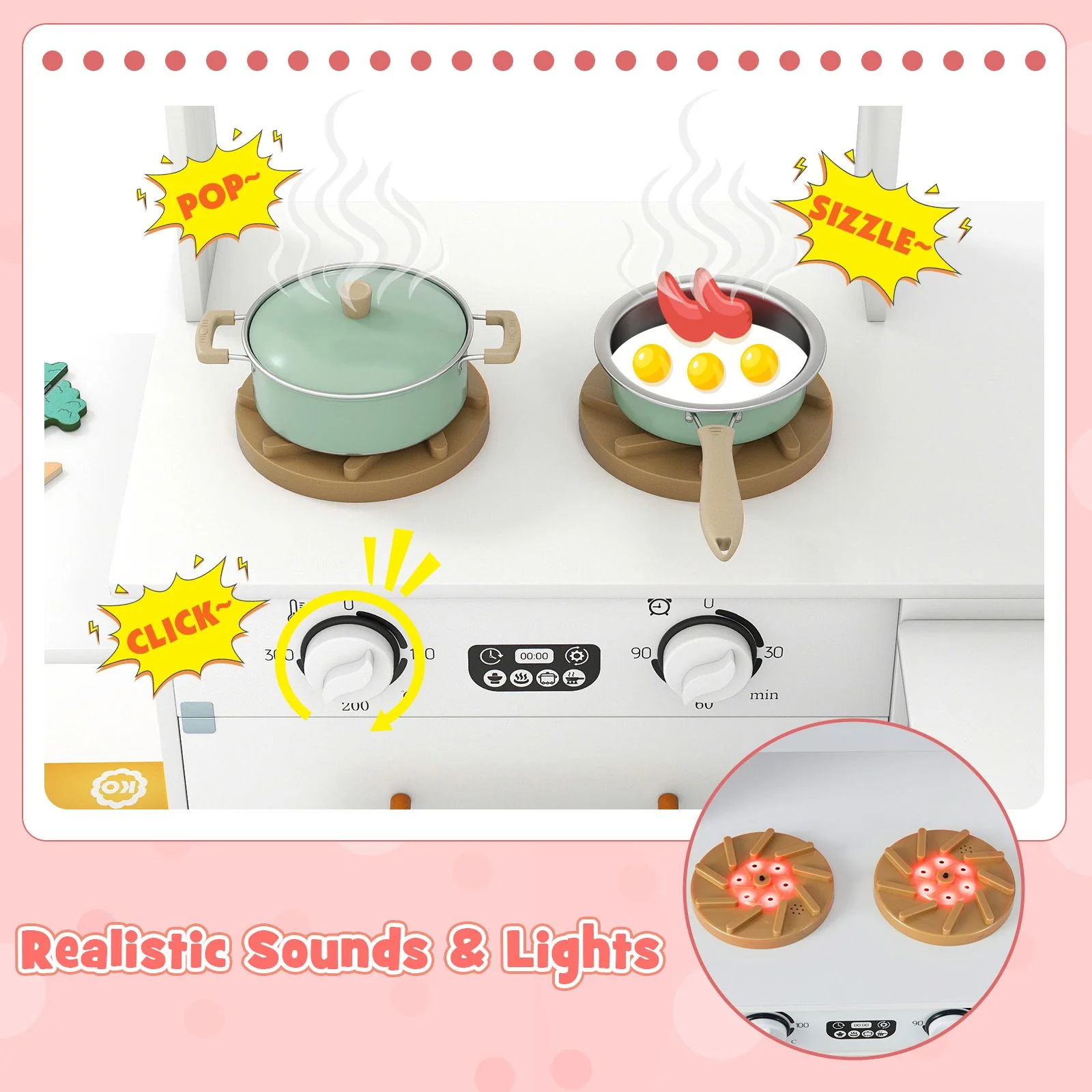 Interactive Wooden Playset with Retractable Countertop for Ages 3+ - Image 6