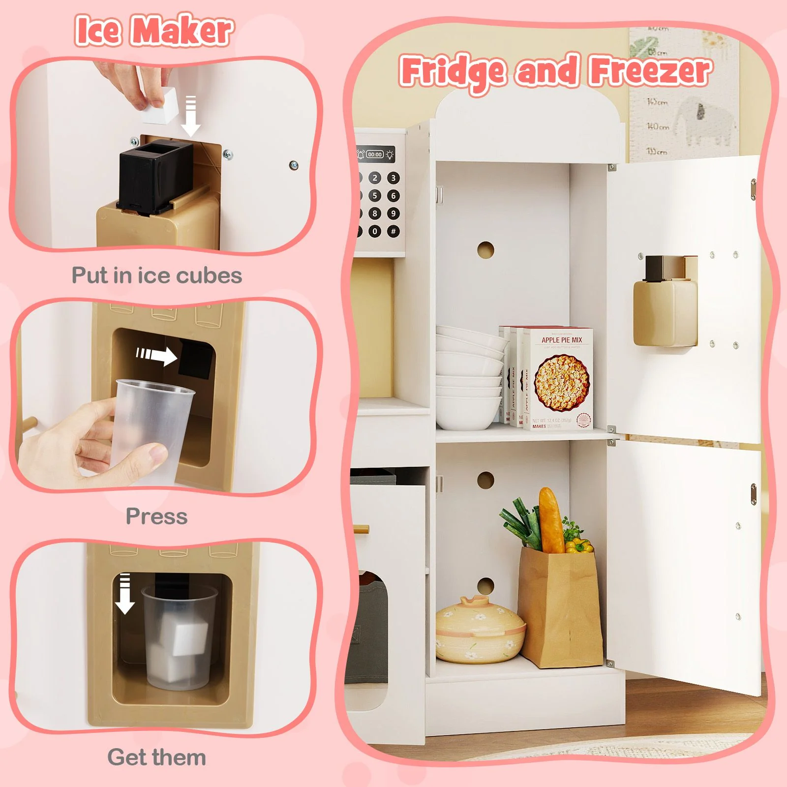 Interactive Wooden Playset with Retractable Countertop for Ages 3+ - Image 9