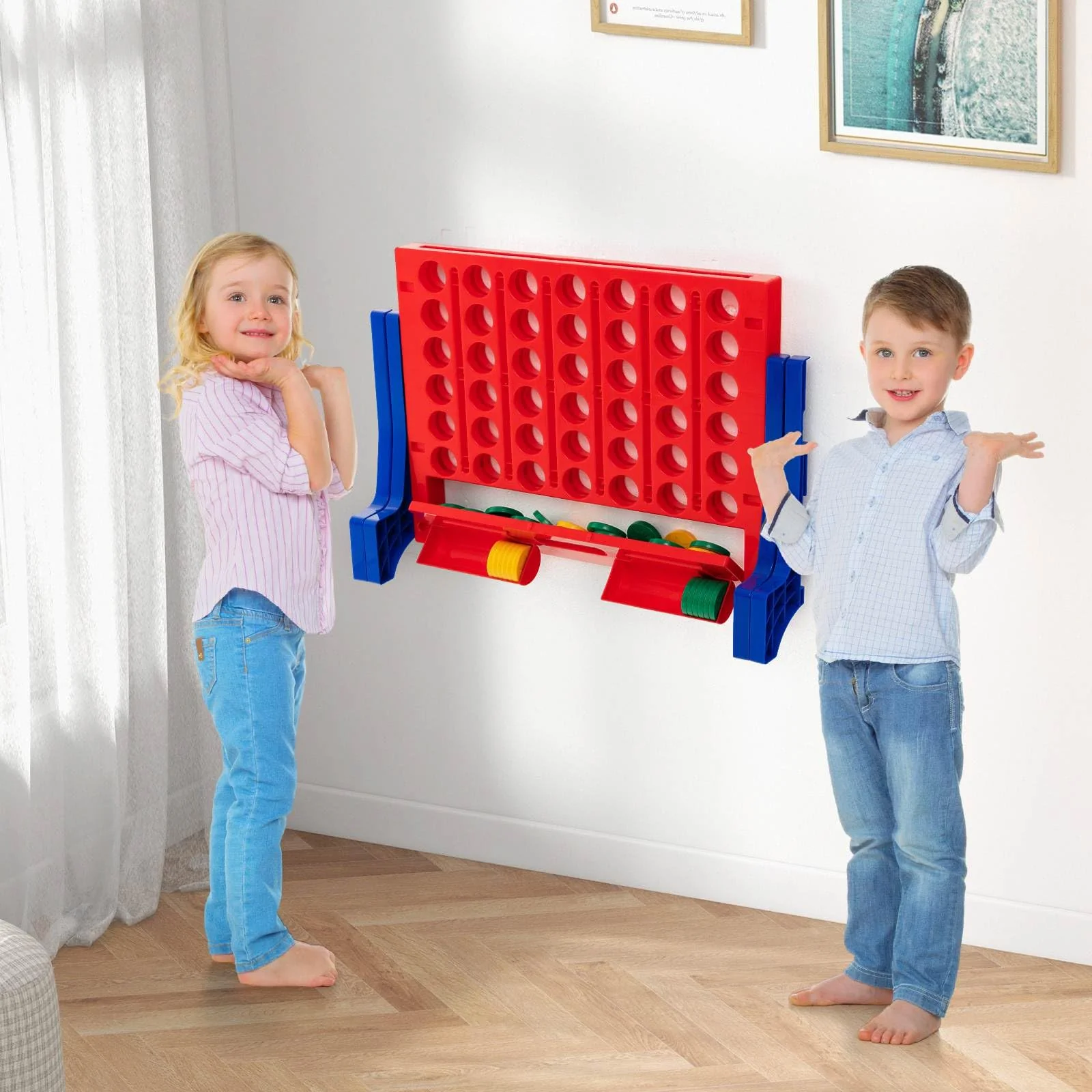 Jumbo 4-to-Score Connect Game Set with Carrying Bag and 42 Chesses - Image 3