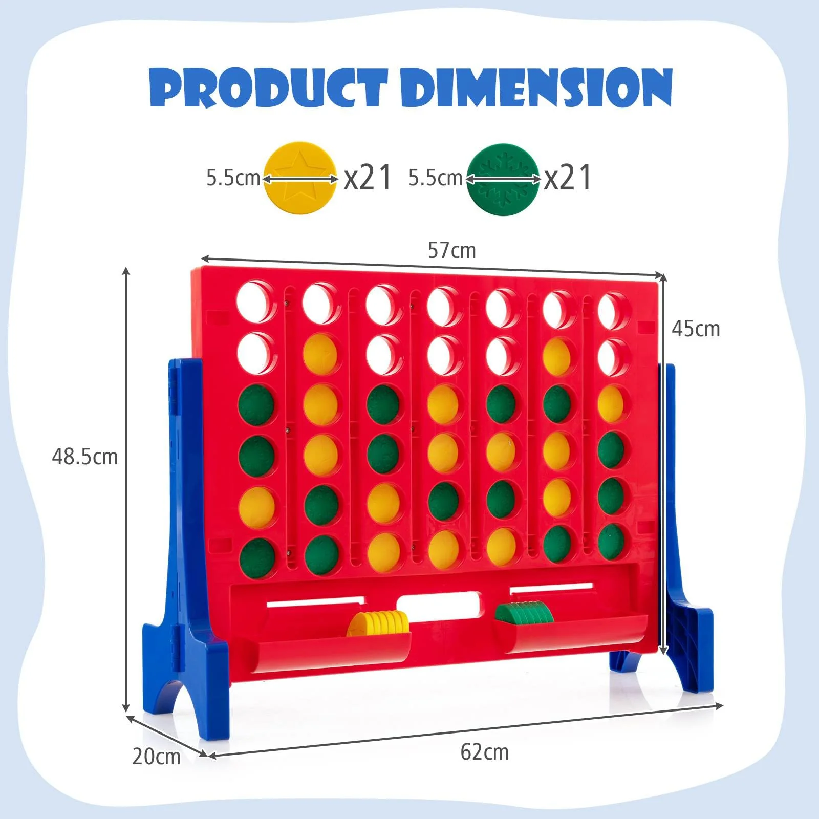 Jumbo 4-to-Score Connect Game Set with Carrying Bag and 42 Chesses - Image 4