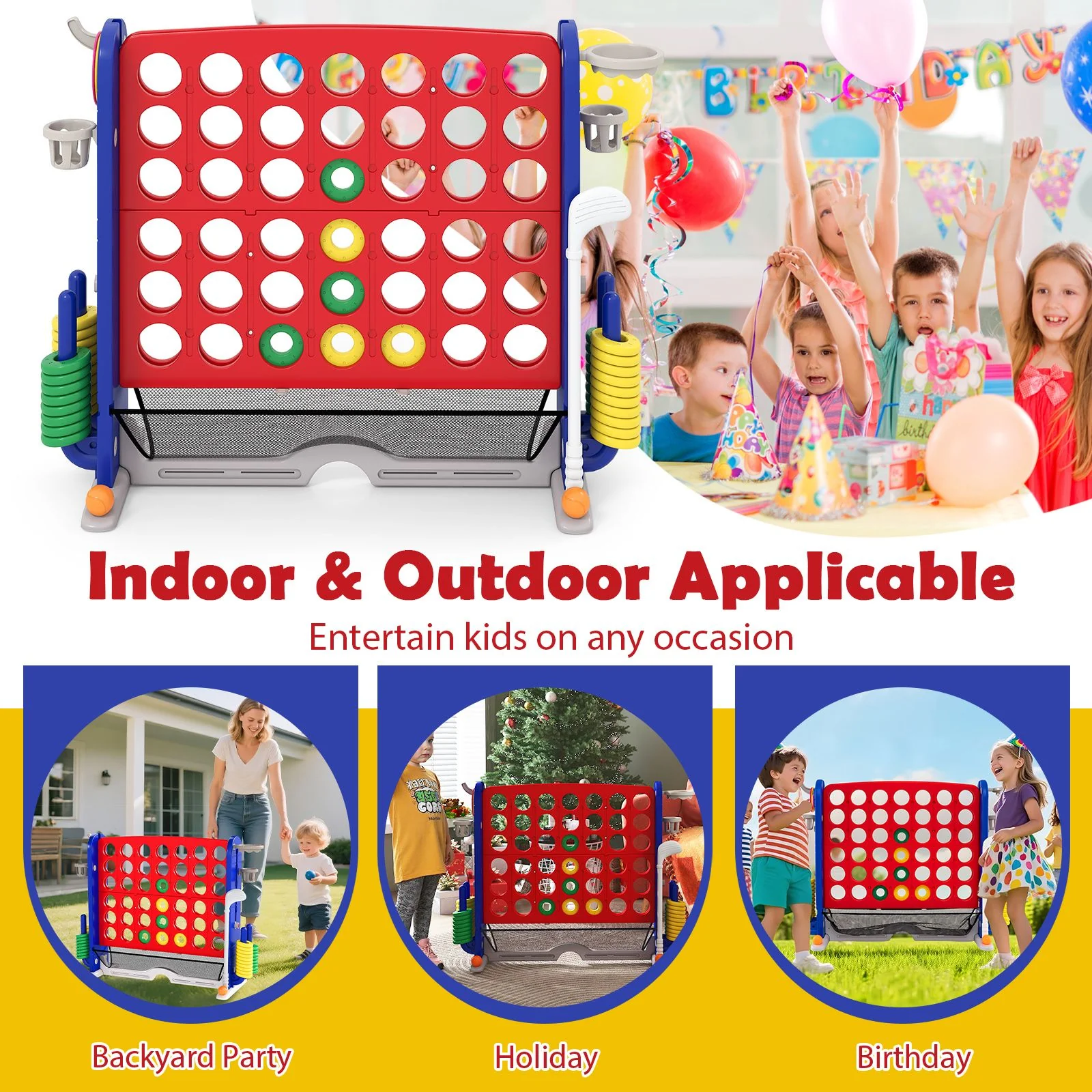 Jumbo 4-to-Score Game with Ring-toss and Basketball for Parties - Image 10