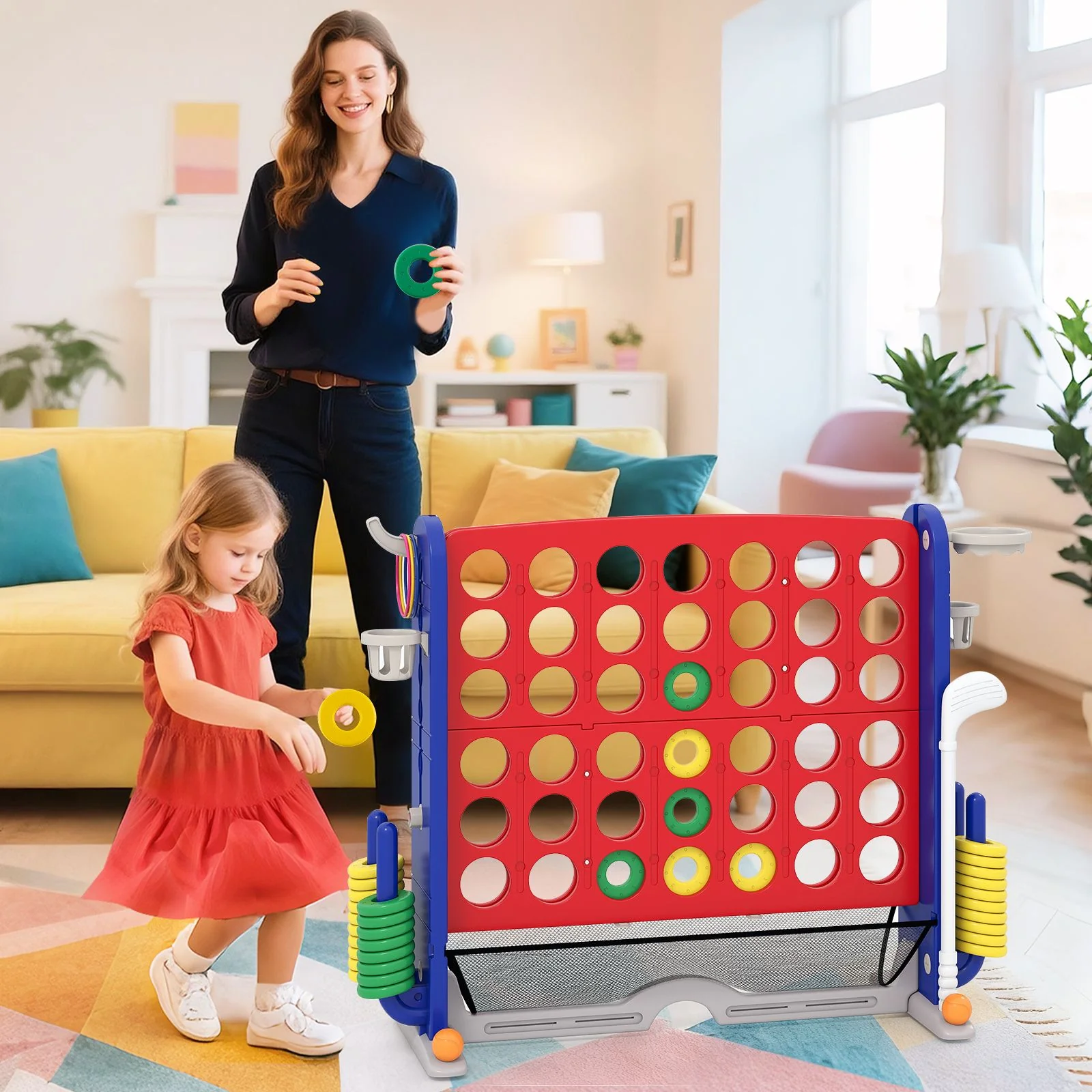 Jumbo 4-to-Score Game with Ring-toss and Basketball for Parties - Image 3