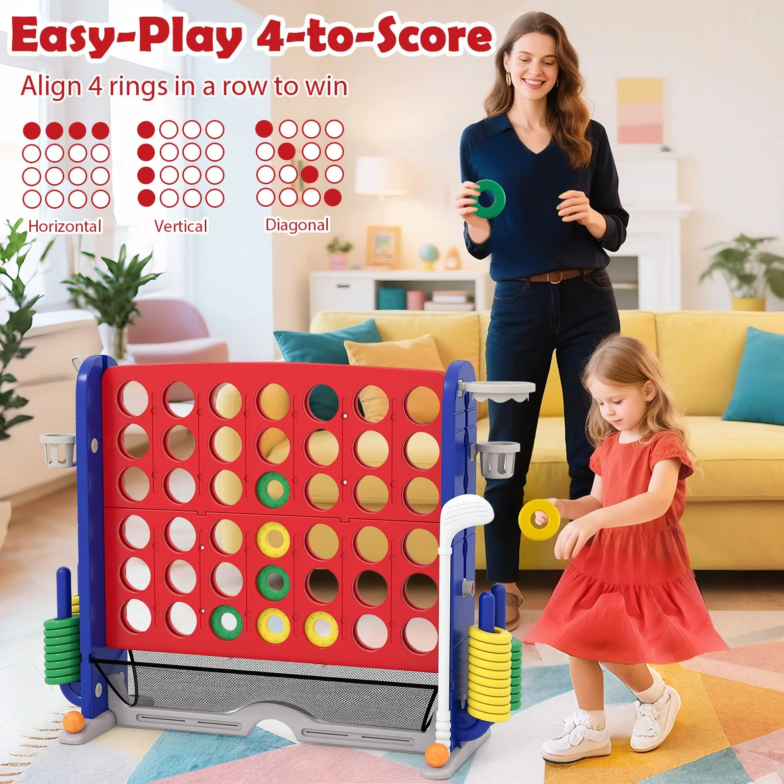 Jumbo 4-to-Score Game with Ring-toss and Basketball for Parties - Image 4