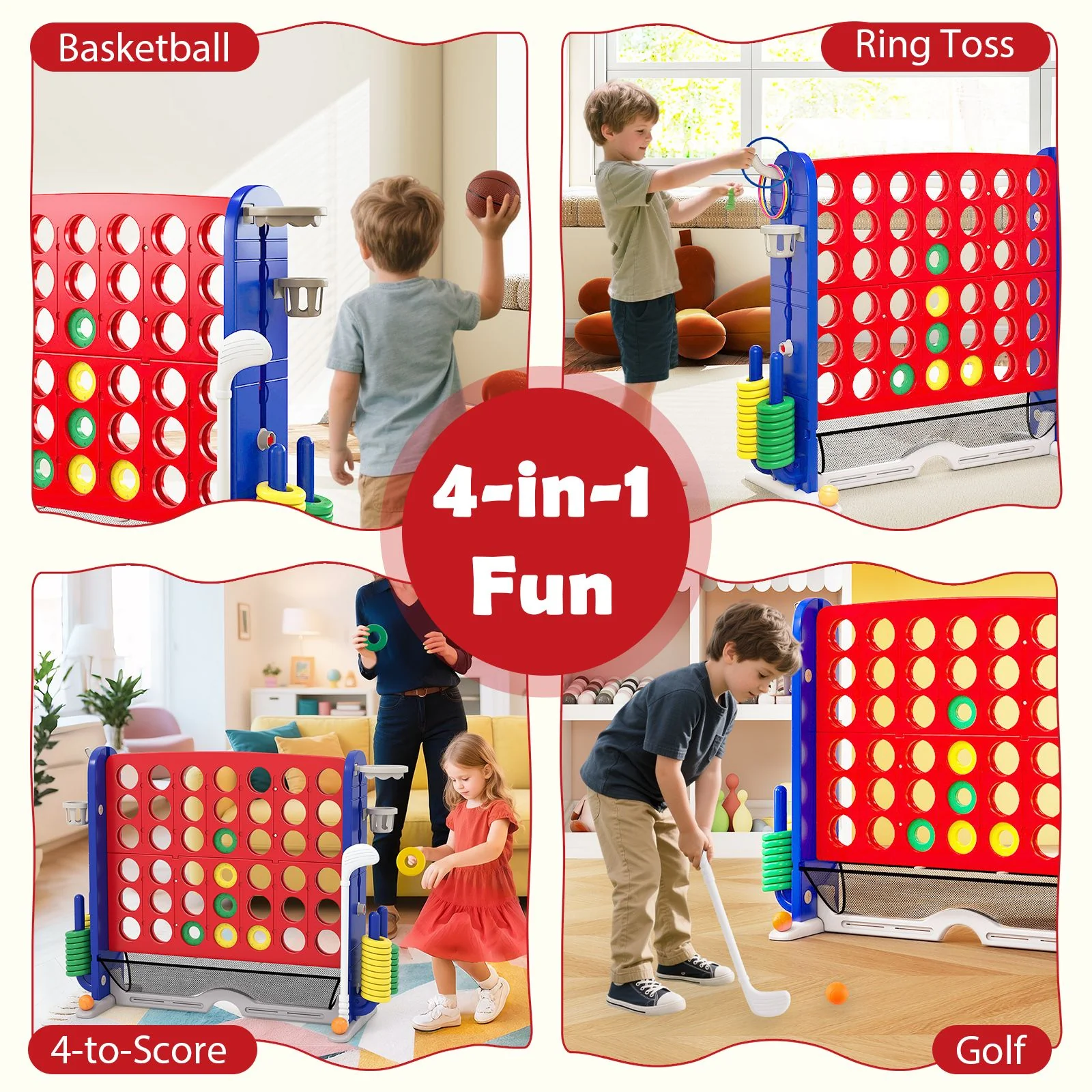 Jumbo 4-to-Score Game with Ring-toss and Basketball for Parties - Image 5