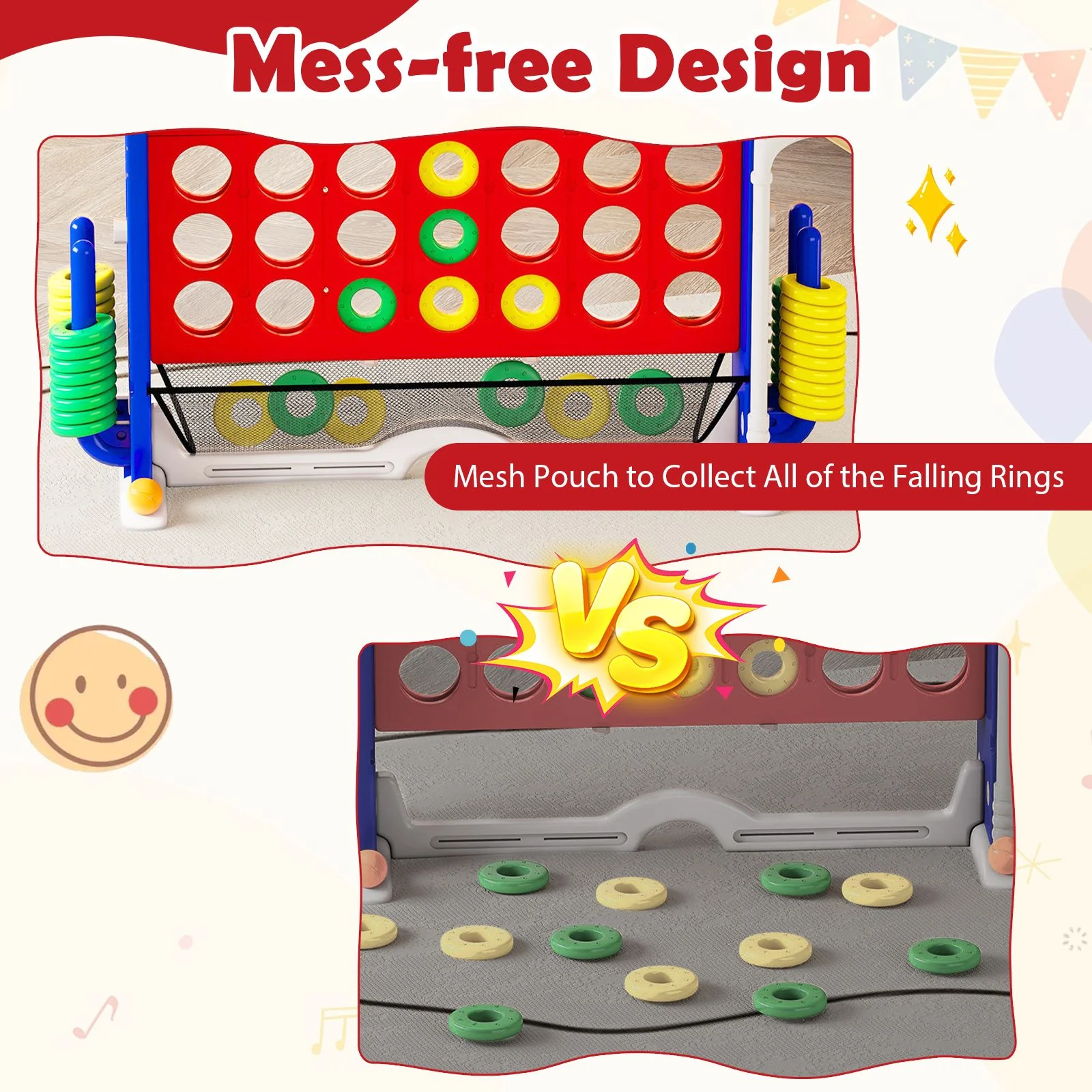 Jumbo 4-to-Score Game with Ring-toss and Basketball for Parties - Image 6