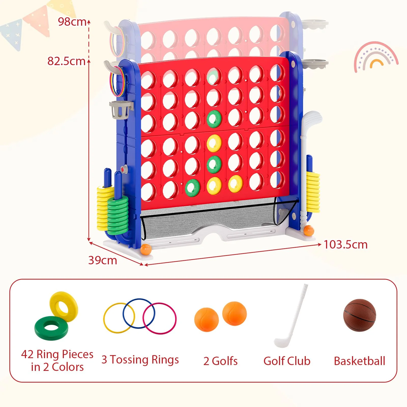 Jumbo 4-to-Score Game with Ring-toss and Basketball for Parties - Image 8