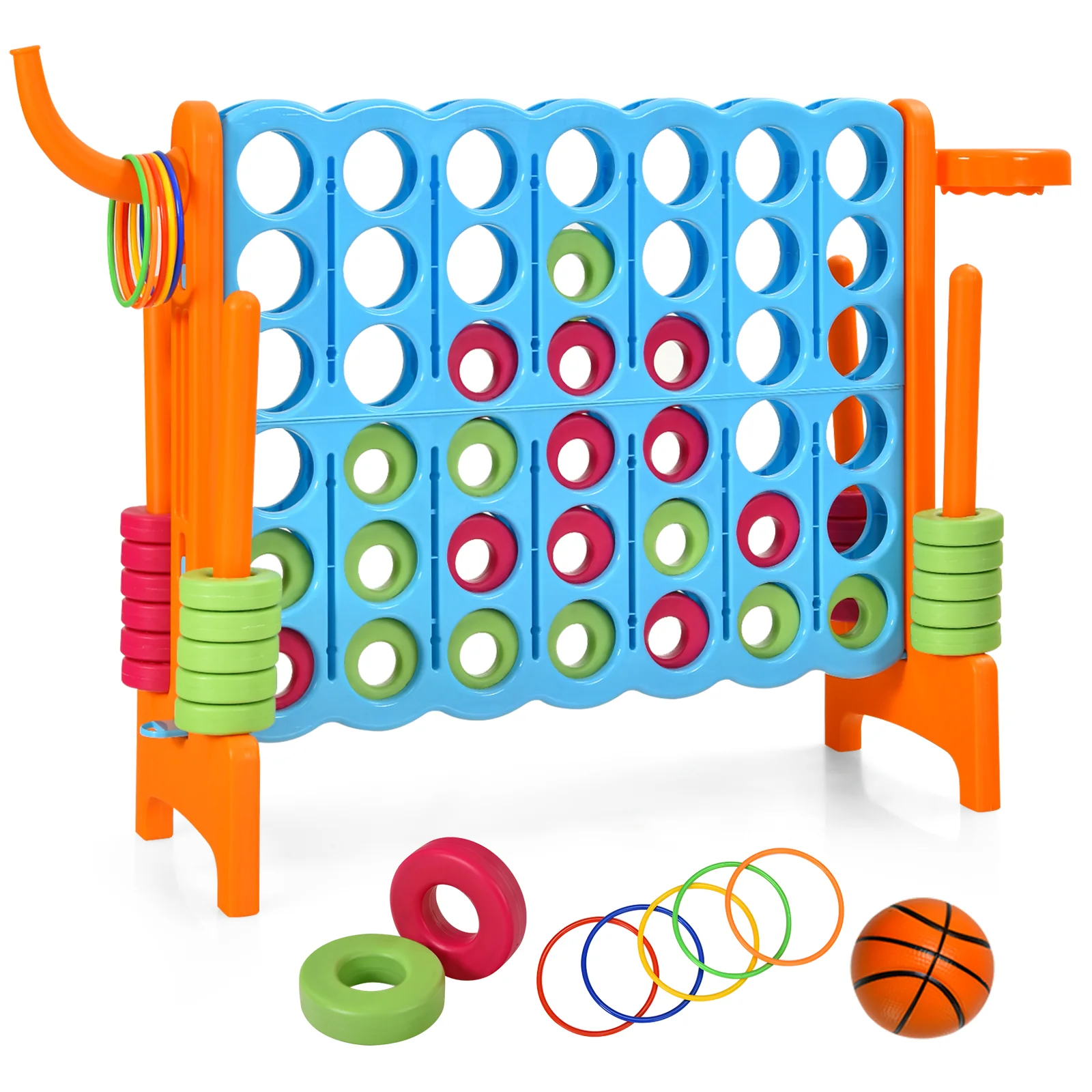 Jumbo 4-to-Score Giant Game Set for Kids with Basketball Hoop - Image 12