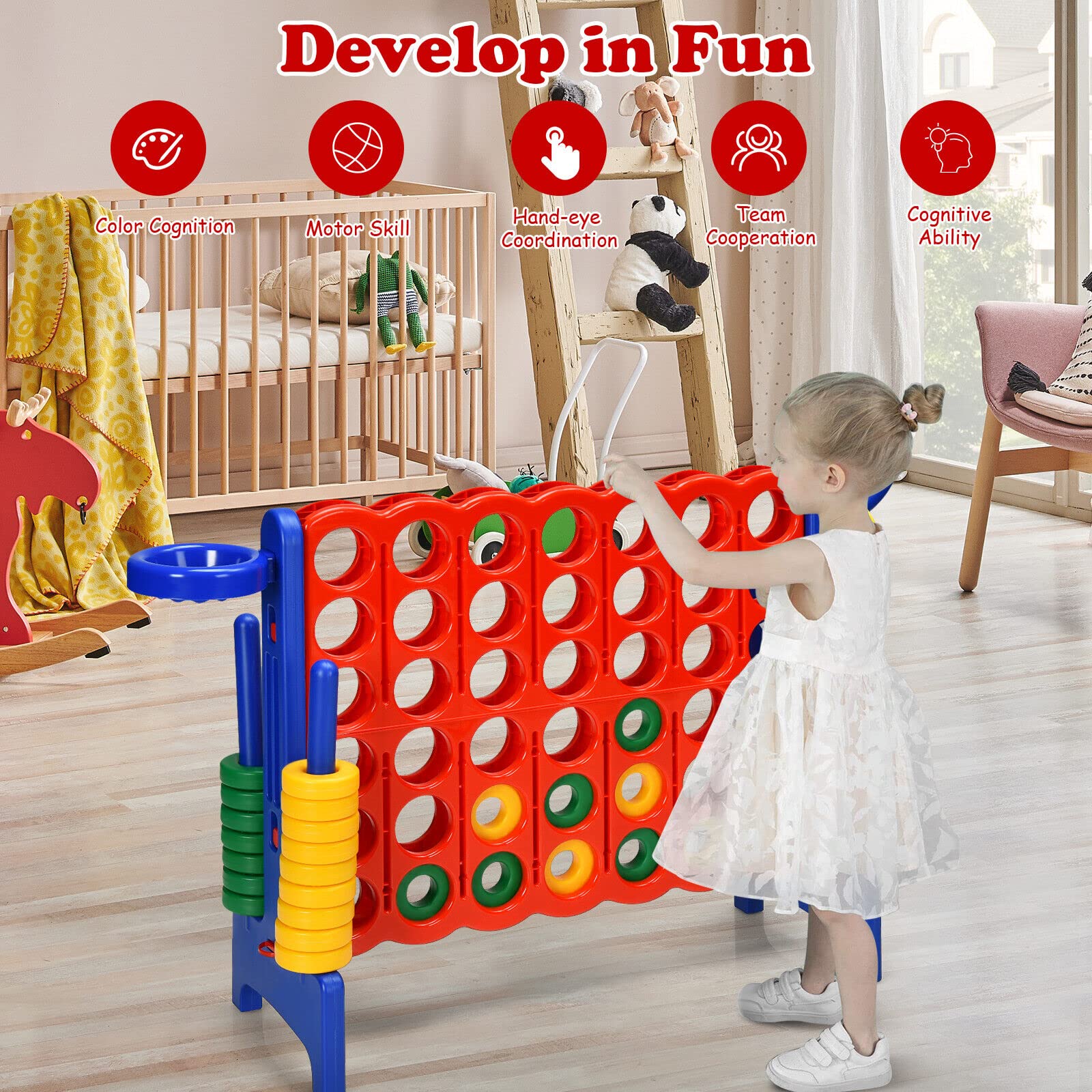 Jumbo 4-to-Score Giant Game Set for Kids with Basketball Hoop - Image 5