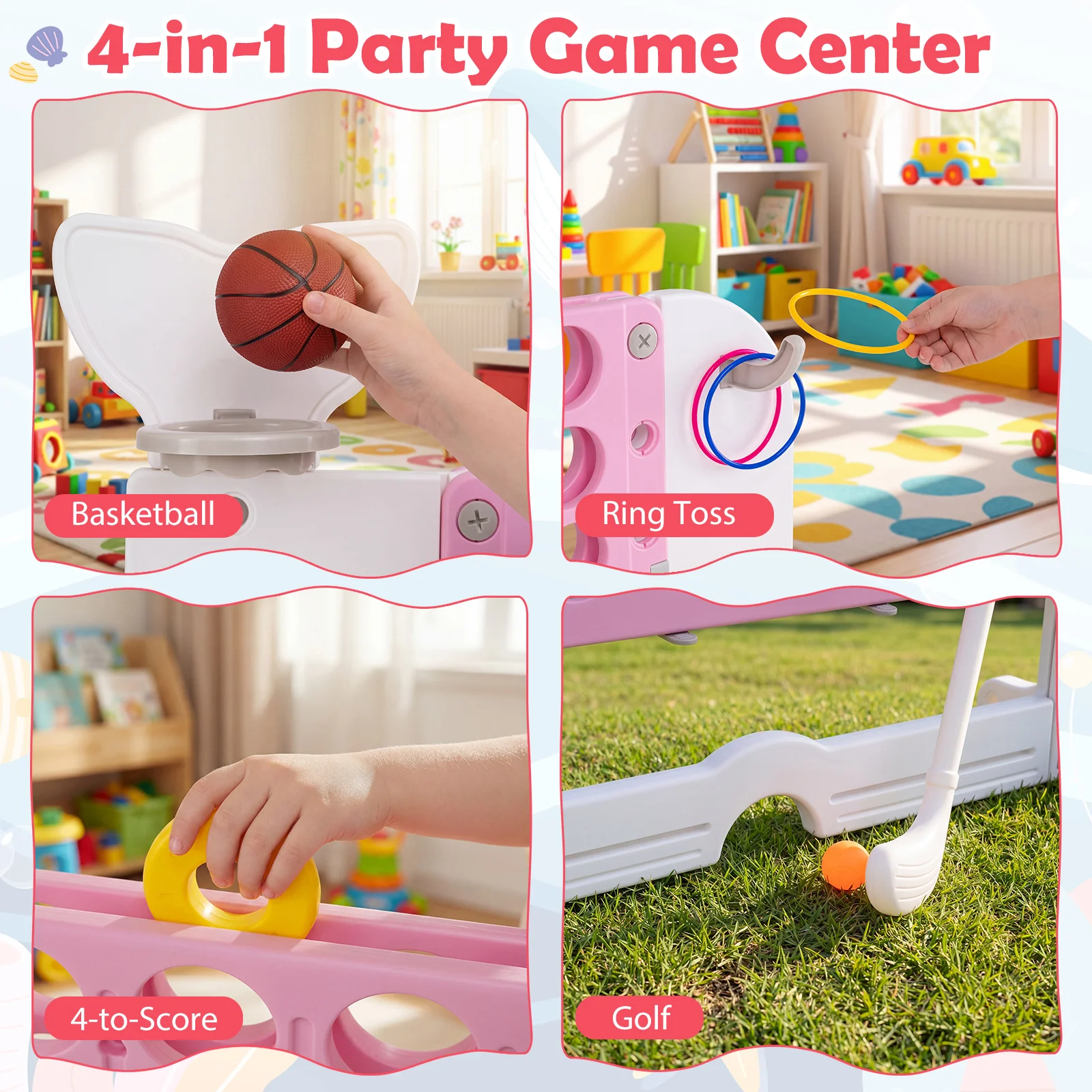 Jumbo 4-to-Score Giant Game Set with 2 Cups Holders for Indoor & Outdoor Holiday Parties - Image 9