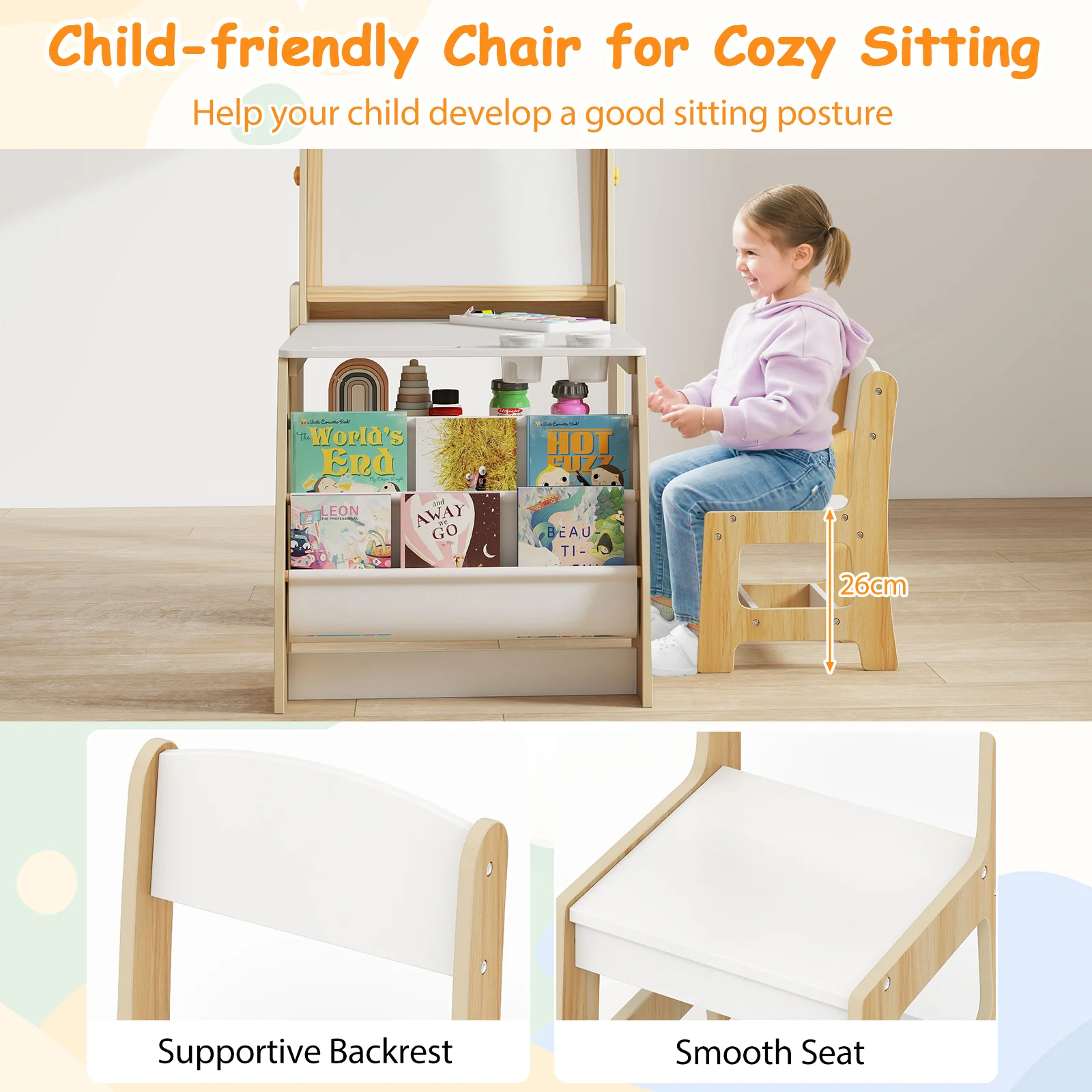 Kids Art Table and Chair Set, Multifunctional Kids Activity - Image 6