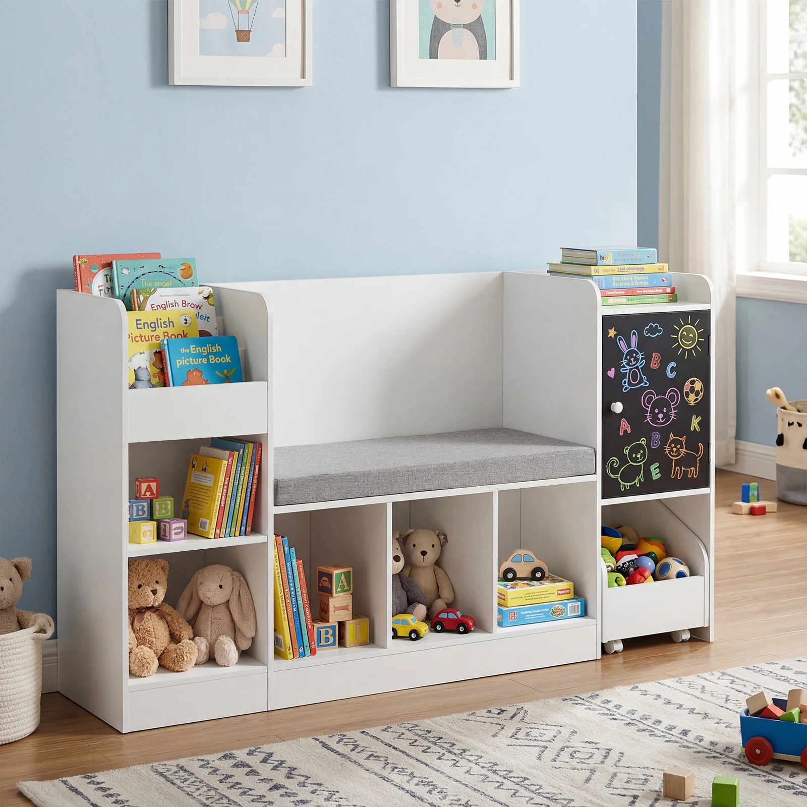 Kids Bookcase and Bookshelf with Reading Nook - Image 2