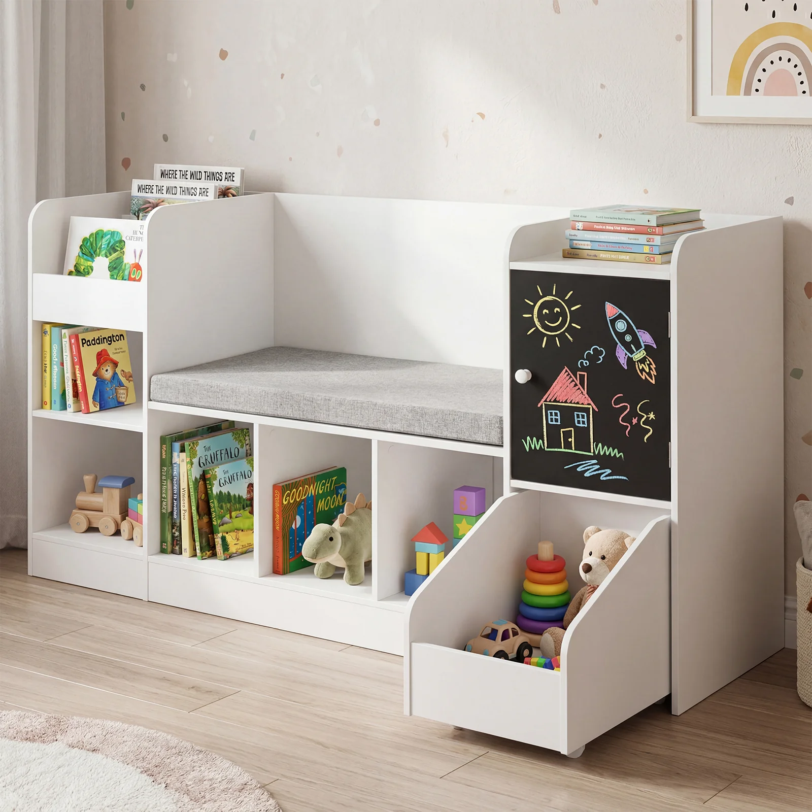 Kids Bookcase and Bookshelf with Reading Nook - Image 9