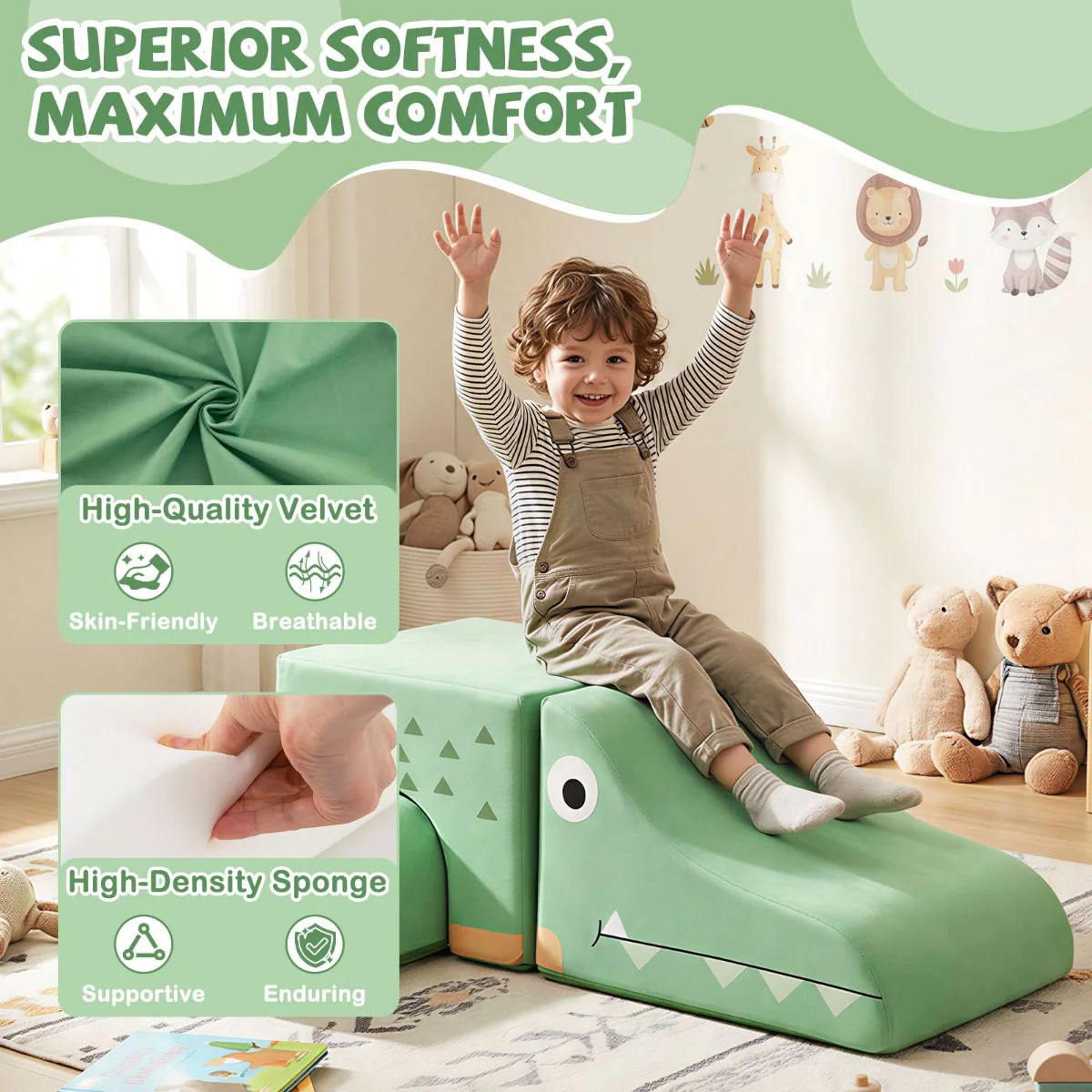 Kids Climbing Foam Blocks Playset with Removable Velvet Covers - Image 4