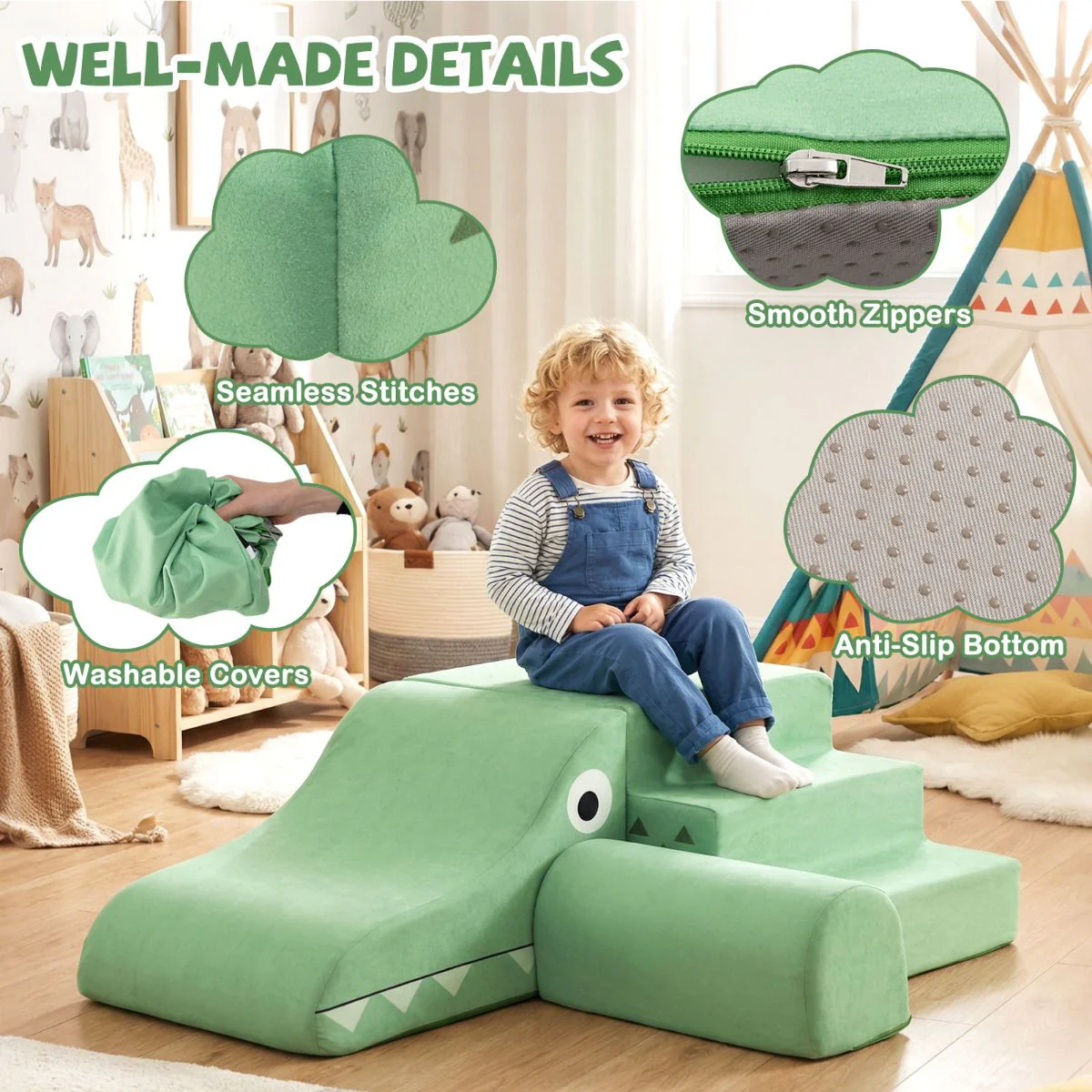 Kids Climbing Foam Blocks Playset with Removable Velvet Covers - Image 8