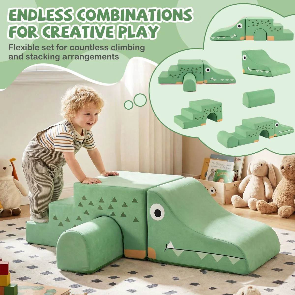 Kids Climbing Foam Blocks Playset with Removable Velvet Covers - Image 9