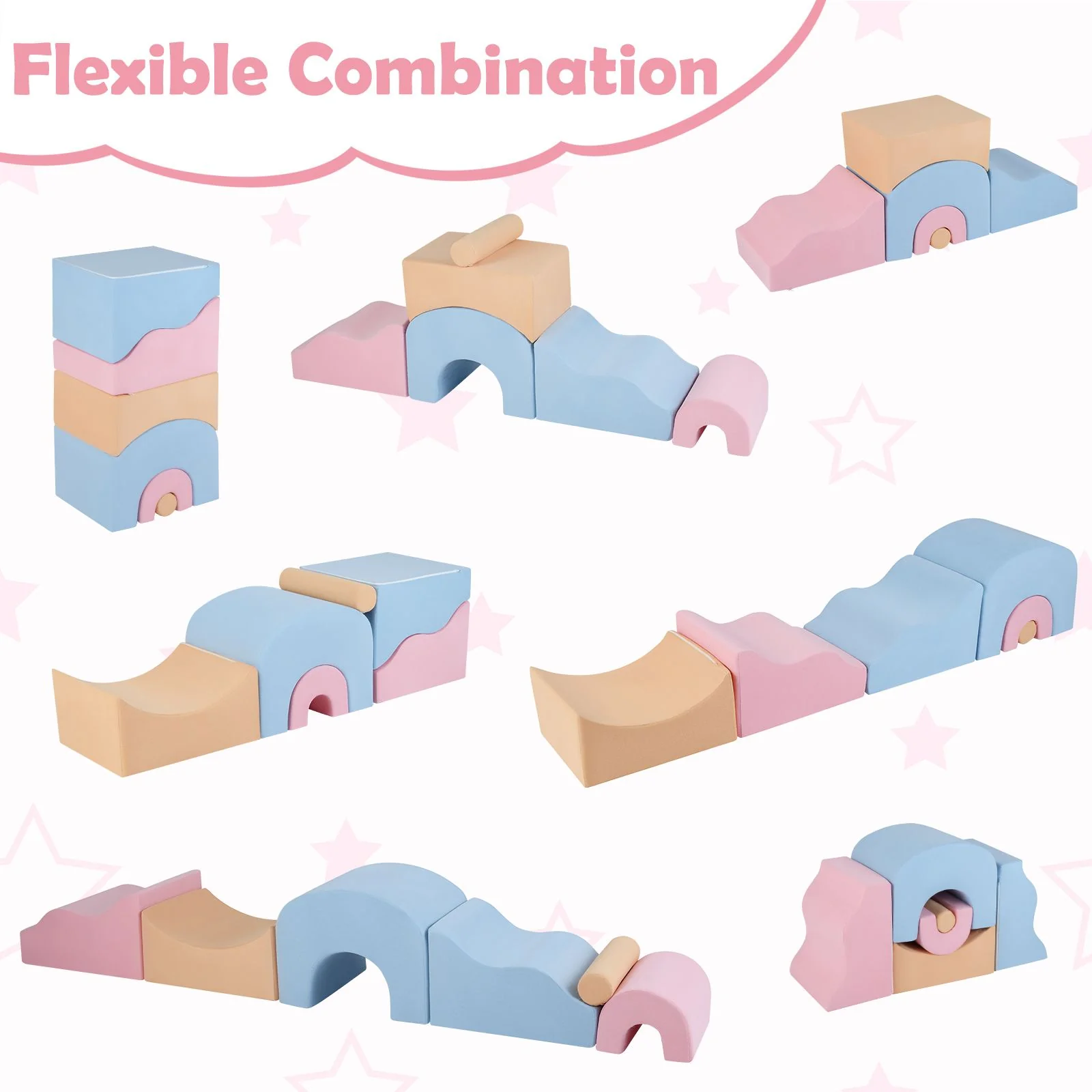 Kids Crawl and Climb foam Play Set 6-Piece with Suede Fabric Covers - Image 5