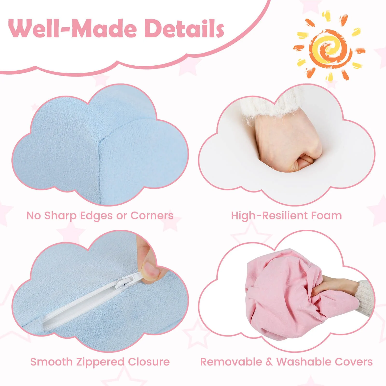 Kids Crawl and Climb foam Play Set 6-Piece with Suede Fabric Covers - Image 6