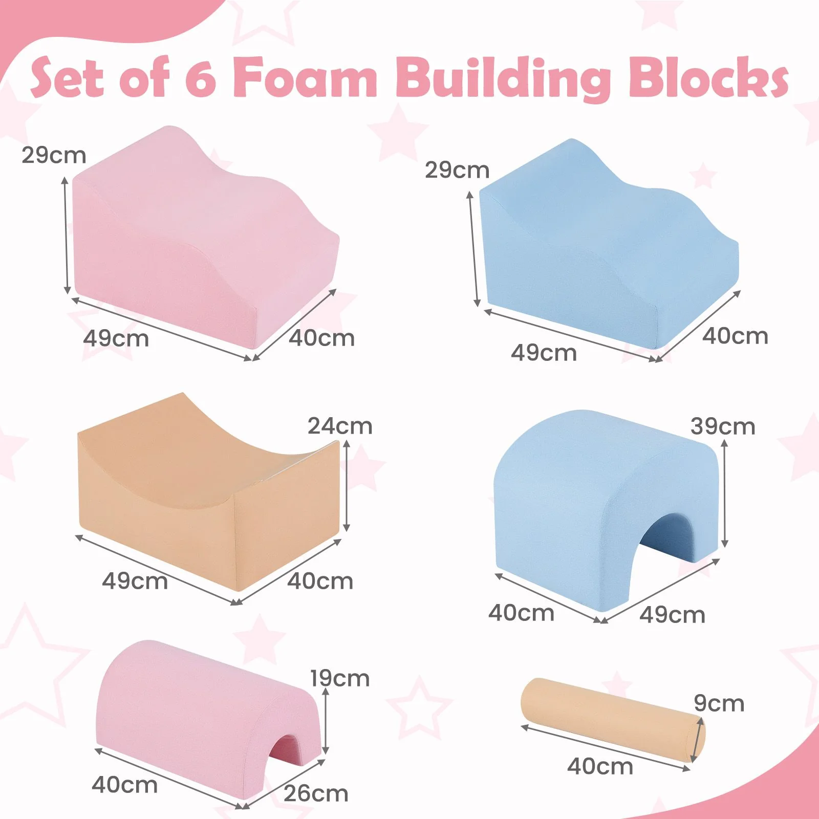 Kids Crawl and Climb foam Play Set 6-Piece with Suede Fabric Covers - Image 8