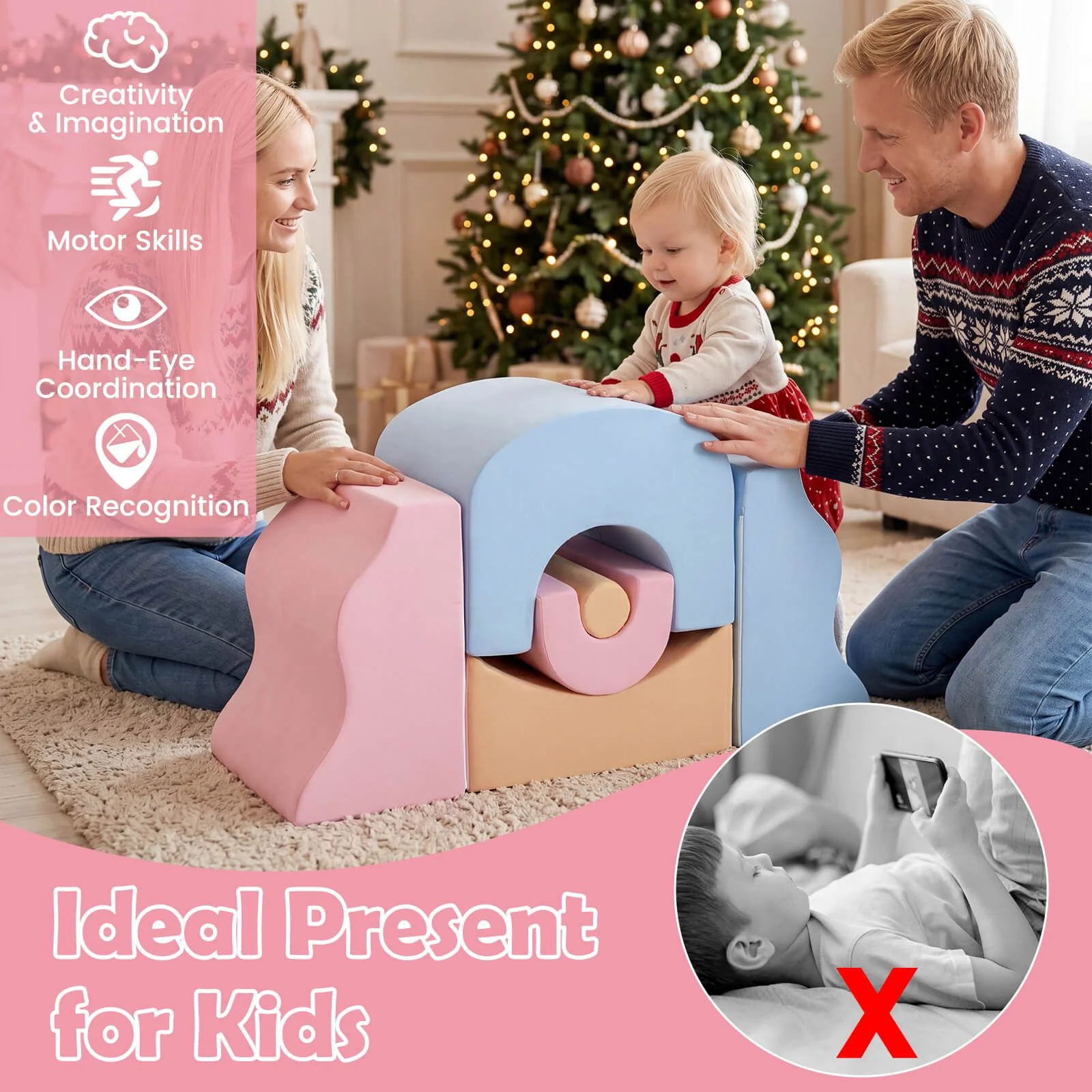 Kids Crawl and Climb foam Play Set 6-Piece with Suede Fabric Covers - Image 9