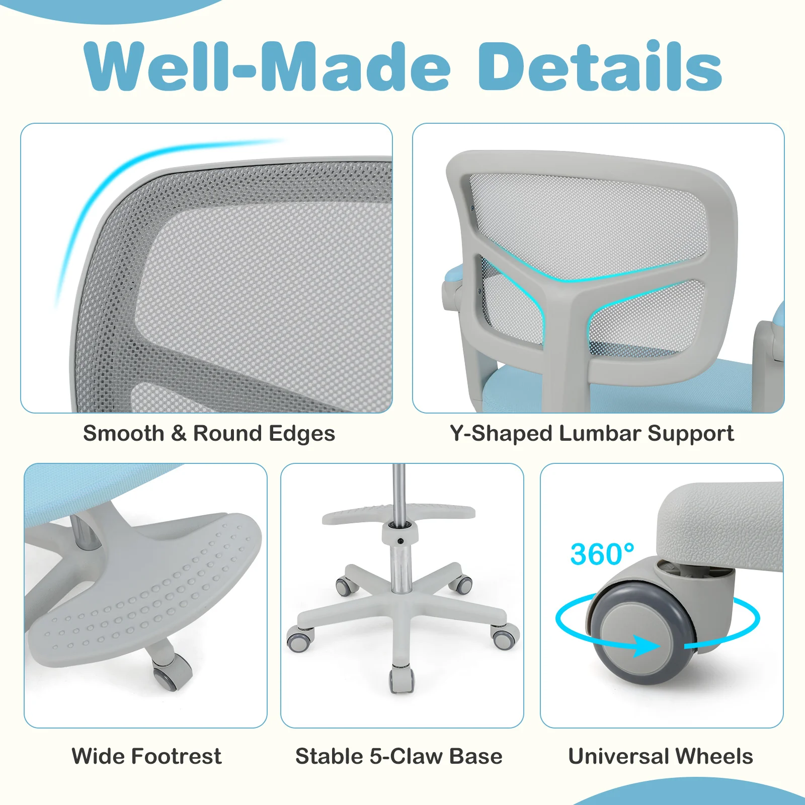Kids Desk Chair, Children Study Chair for Boys Girls Age 3-10 - Image 5