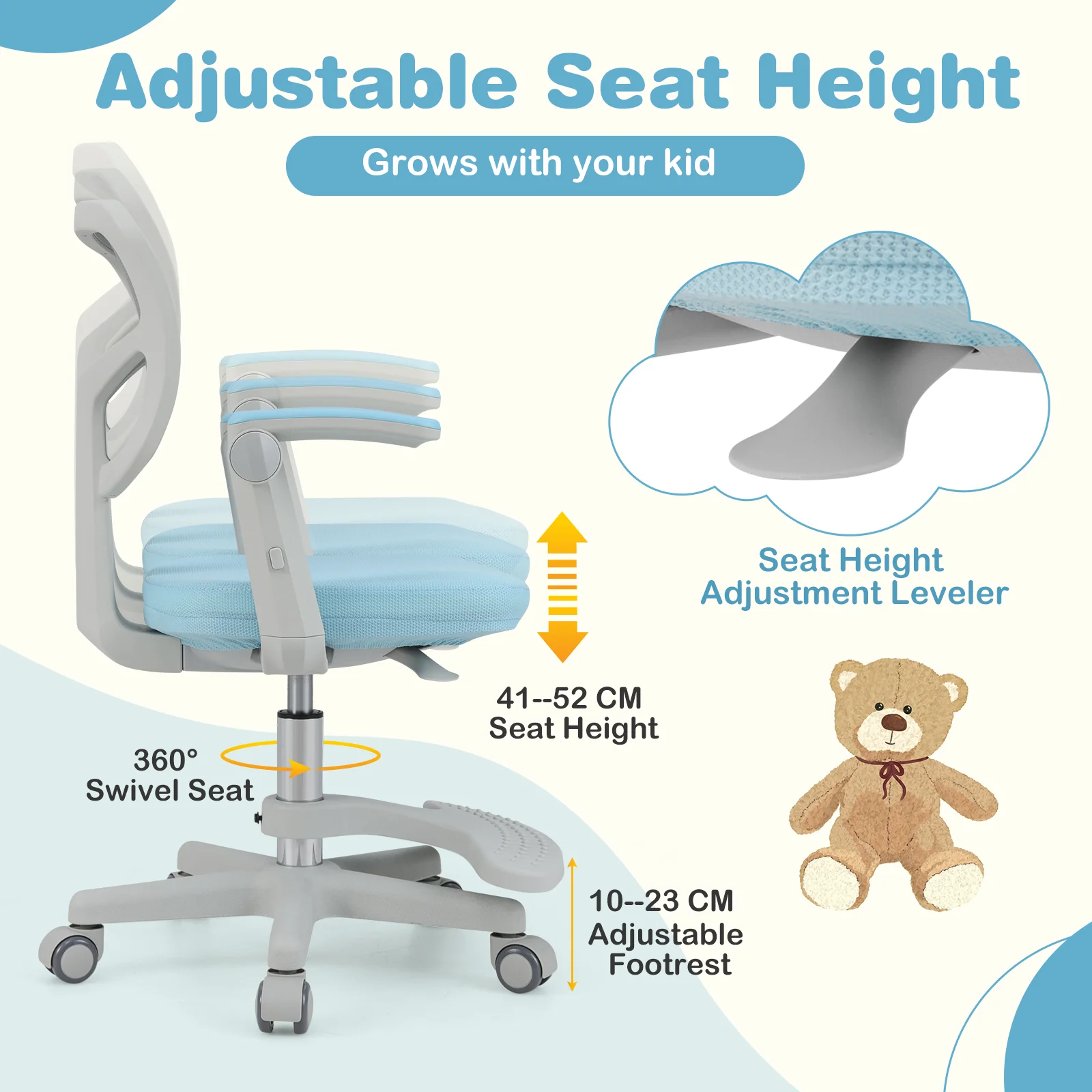 Kids Desk Chair, Children Study Chair for Boys Girls Age 3-10 - Image 6