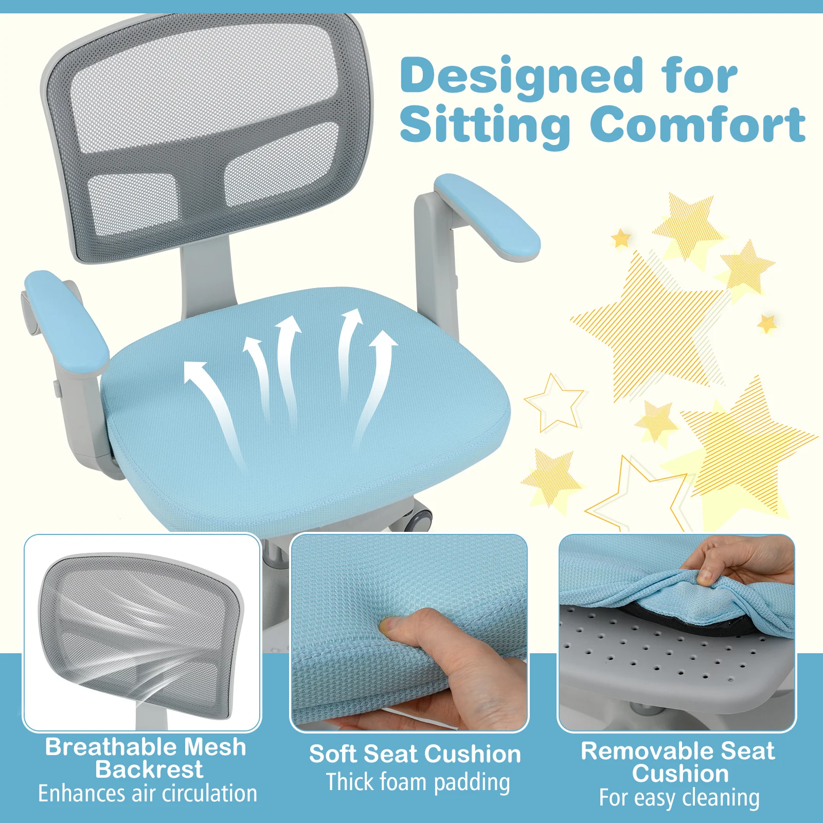 Kids Desk Chair, Children Study Chair for Boys Girls Age 3-10 - Image 8