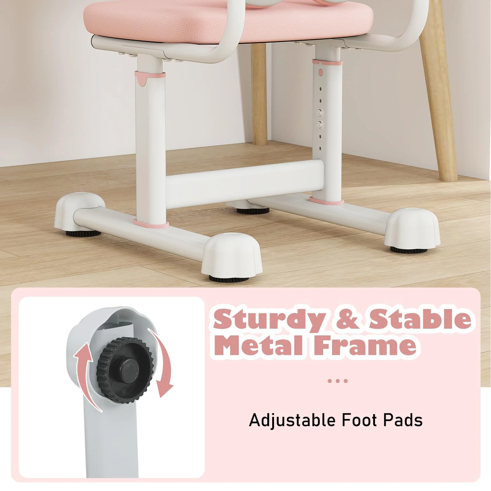 Kids Desk Chair, Children Study Chair w/Double Back Support & Adjustable Height - Image 4