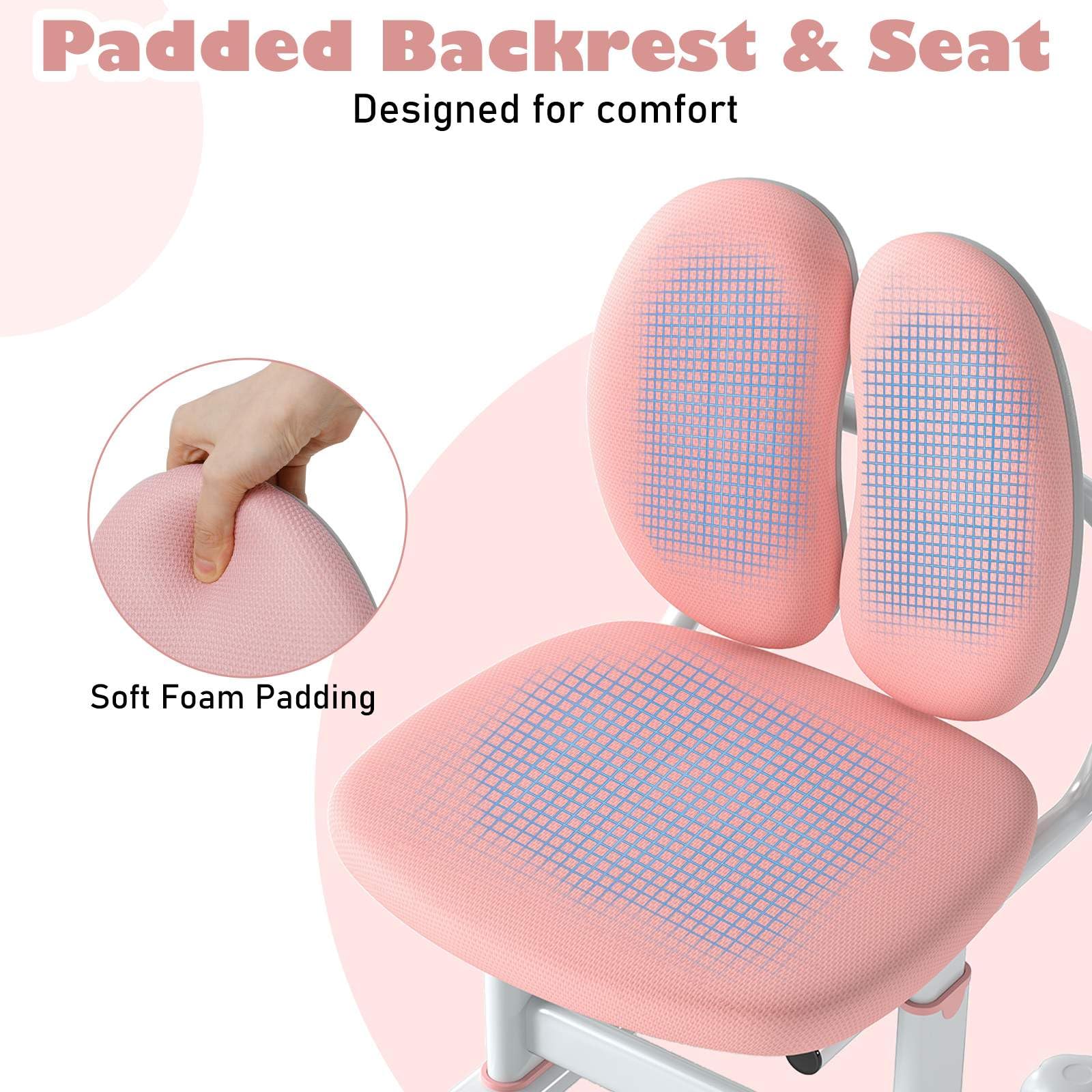 Kids Desk Chair, Children Study Chair w/Double Back Support & Adjustable Height - Image 6