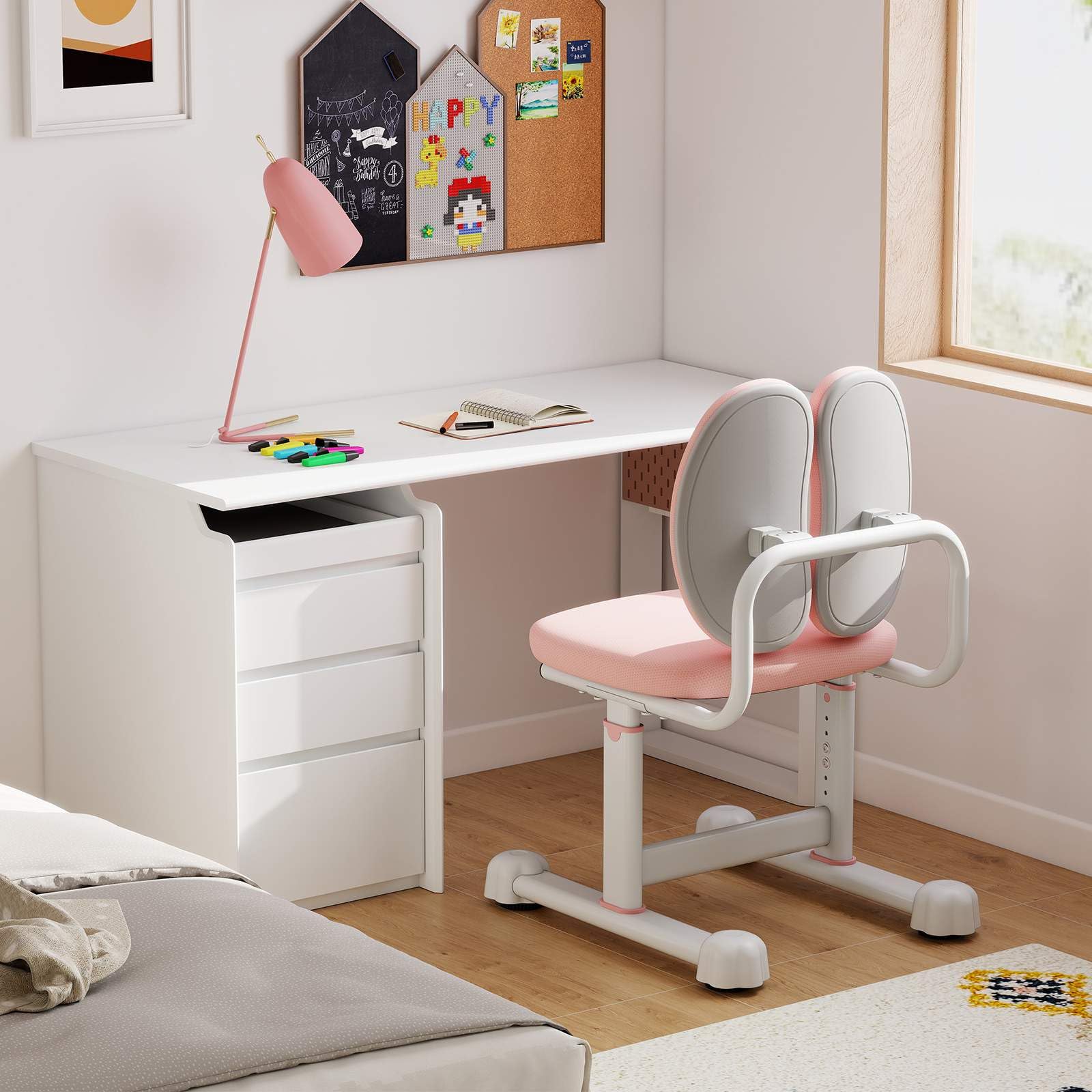 Kids Desk Chair, Children Study Chair w/Double Back Support & Adjustable Height - Image 8