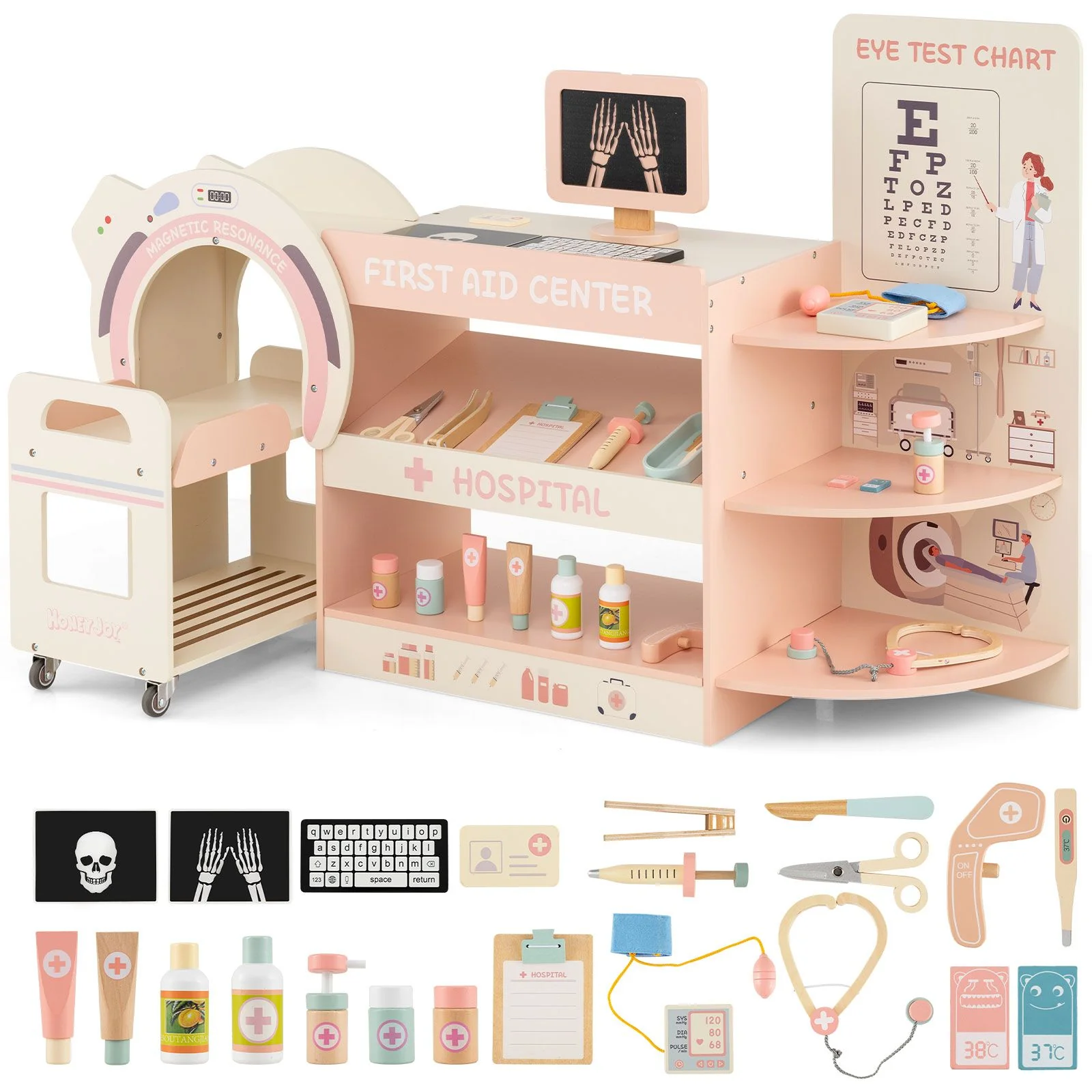 Kids Doctor Play Set with Eye Chart and Toy CT Machine for Kids - Image 10