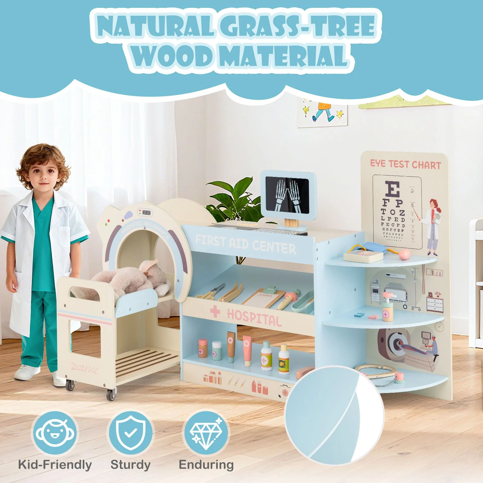 Kids Doctor Play Set with Eye Chart and Toy CT Machine for Kids - Image 6