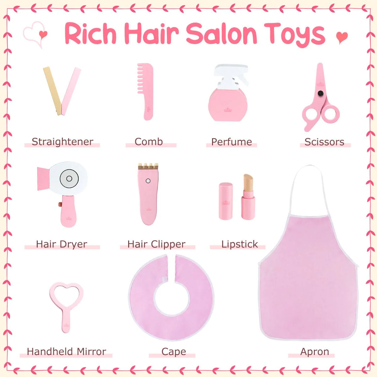 Kids Hair Salon Play Set with LED Lighted Mirror Swivel Barber - Image 9
