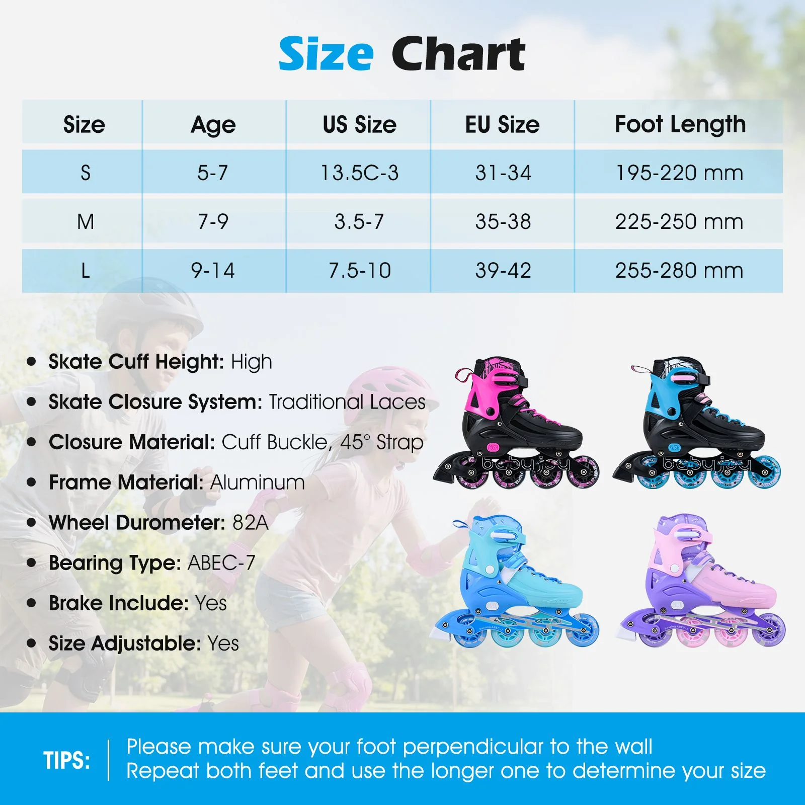 Kids Inline Skates with Illuminating Wheels and Safety Support for Toddlers - Image 5