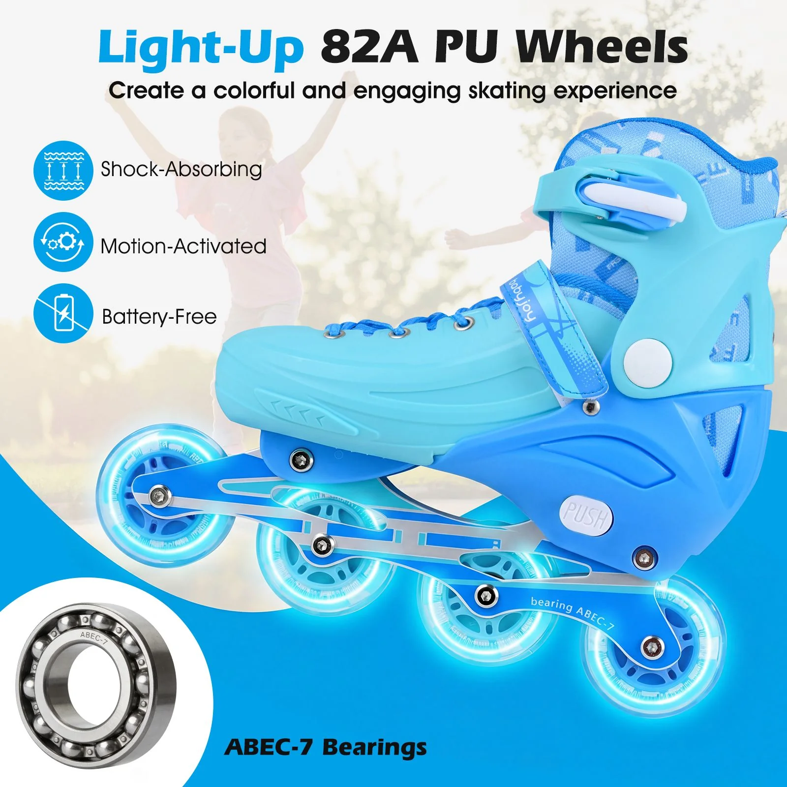 Kids Inline Skates with Illuminating Wheels and Safety Support for Toddlers - Image 6