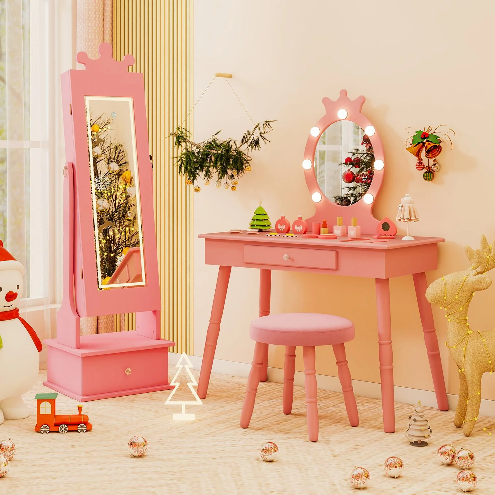 Kids Jewelry Cabinet with 2 Tilt Angles and 4 Sensor Lights - Image 2