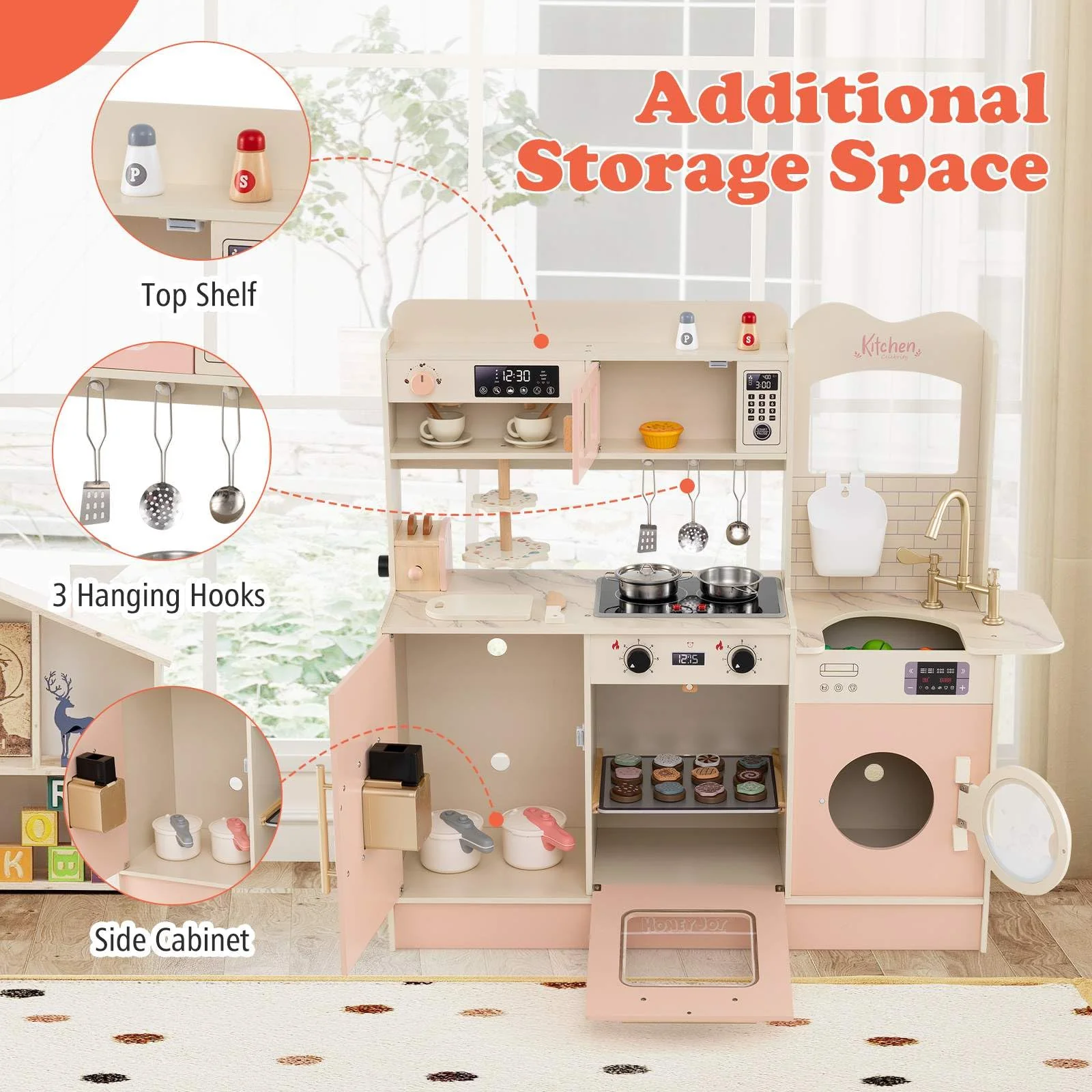 Kids Kitchen Playset, Pretend Play Kitchen w/25 Accessories - Image 2