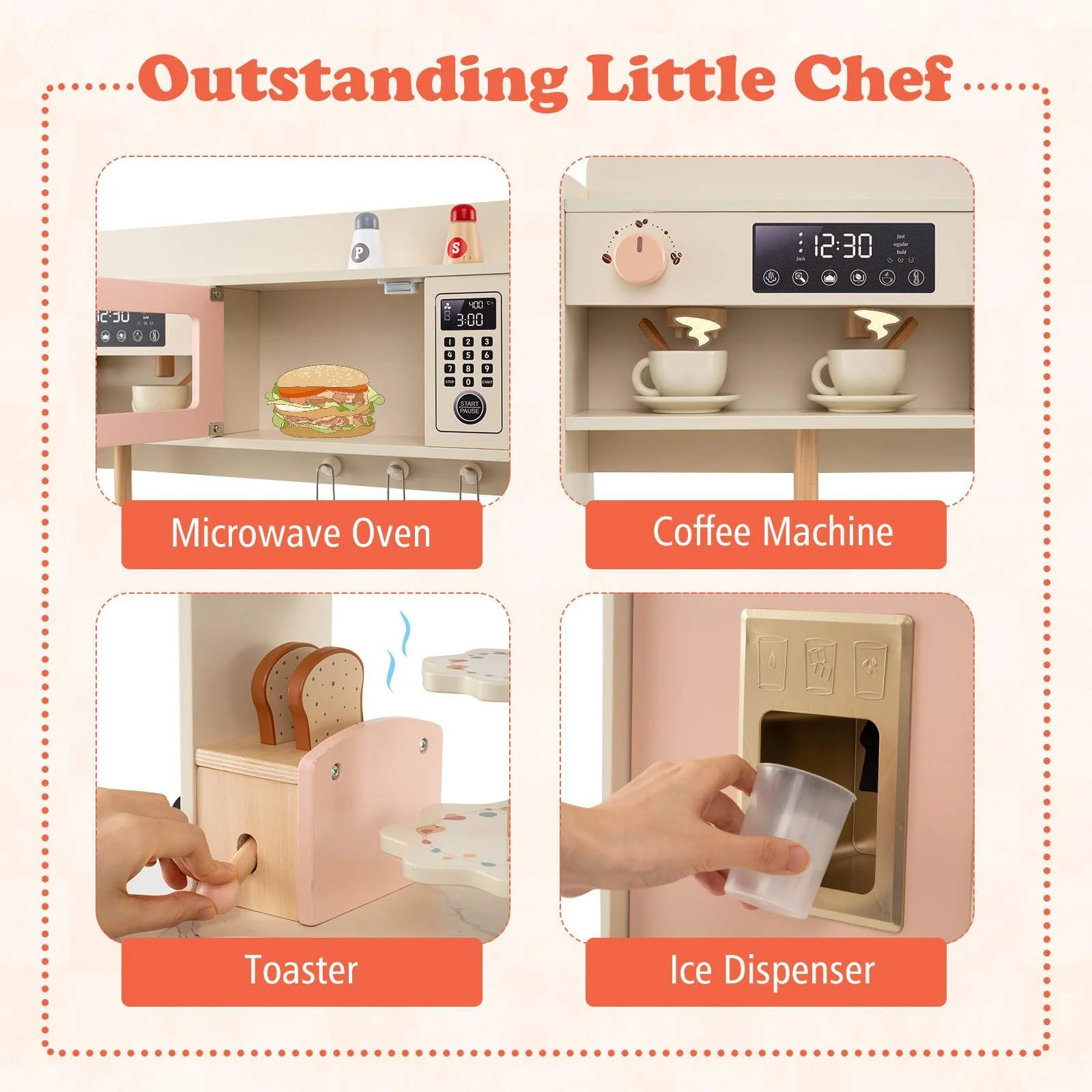 Kids Kitchen Playset, Pretend Play Kitchen w/25 Accessories - Image 5