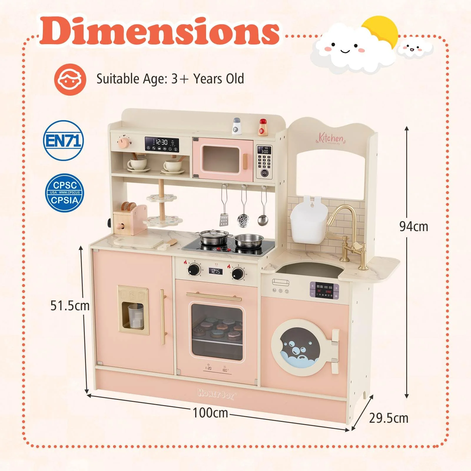 Kids Kitchen Playset, Pretend Play Kitchen w/25 Accessories - Image 7