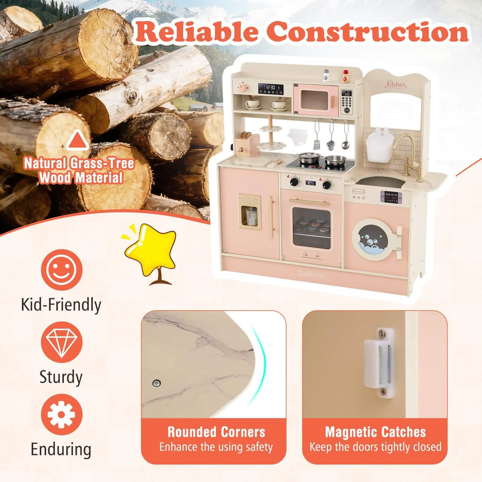 Kids Kitchen Playset, Pretend Play Kitchen w/25 Accessories - Image 8