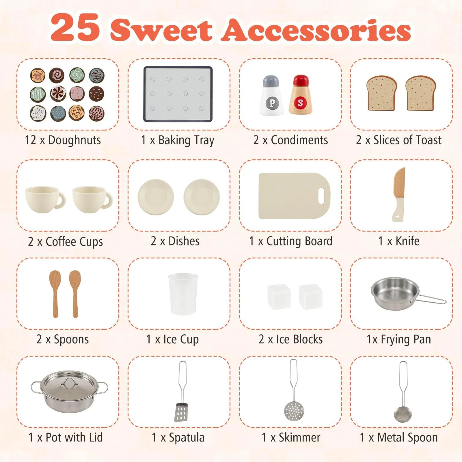 Kids Kitchen Playset, Pretend Play Kitchen w/25 Accessories - Image 9