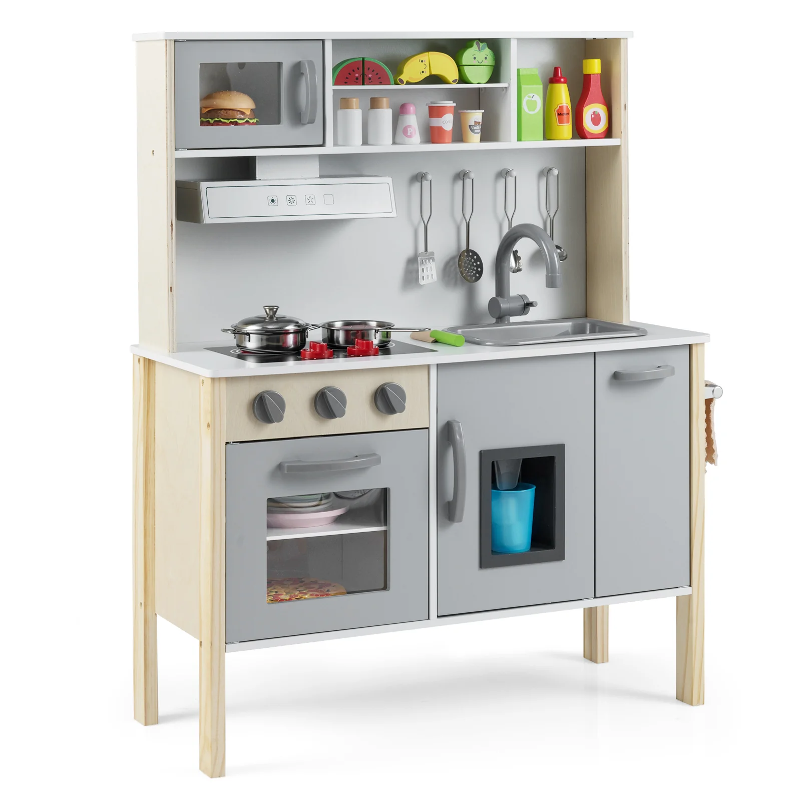 Kids Kitchen Playset with Towel Rack for Toddlers - Image 10
