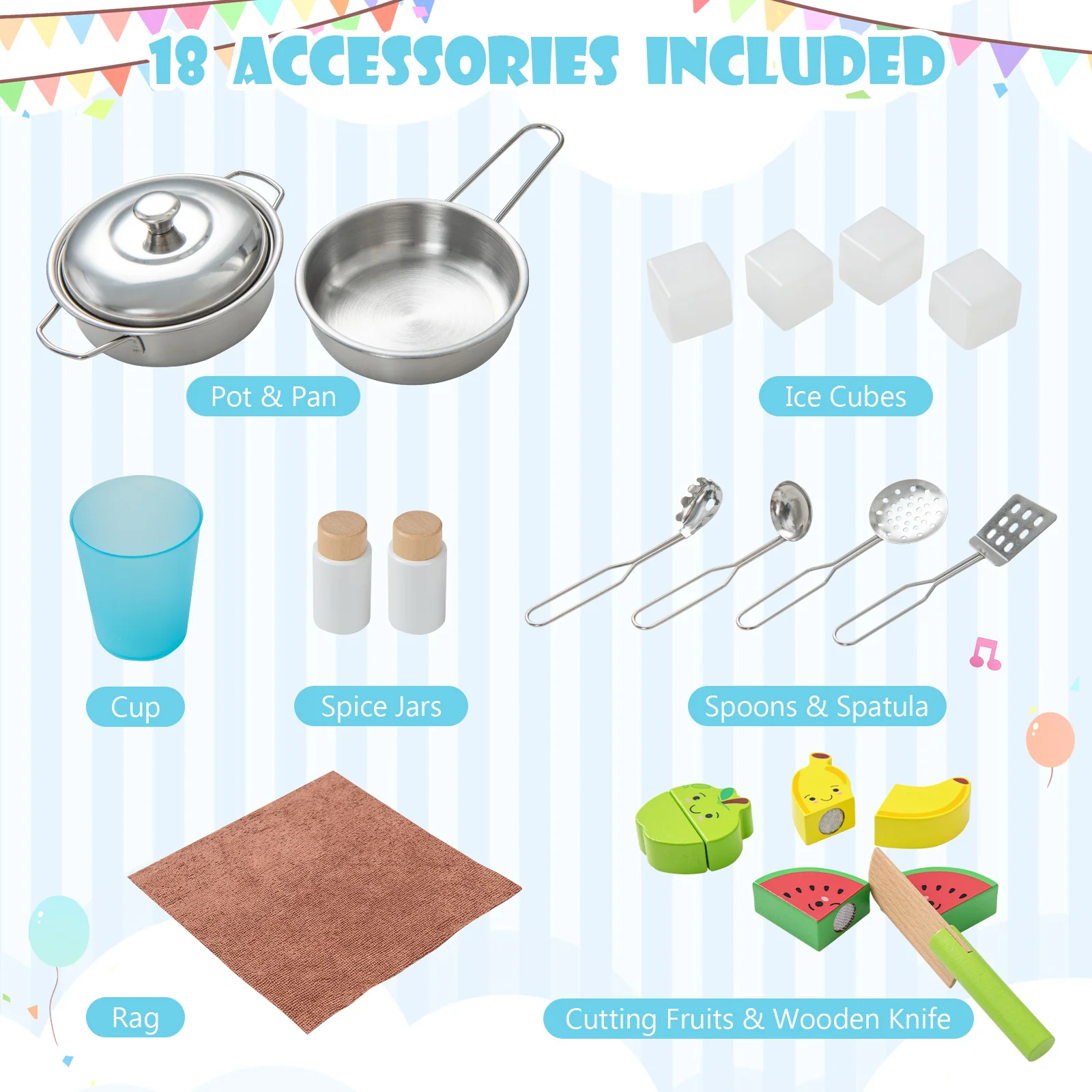 Kids Kitchen Playset with Towel Rack for Toddlers - Image 6