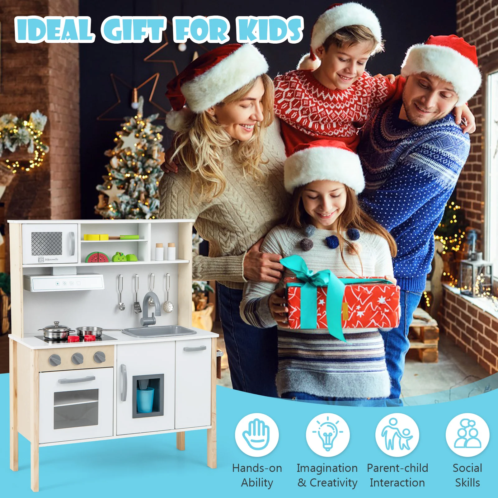 Kids Kitchen Playset with Towel Rack for Toddlers - Image 8