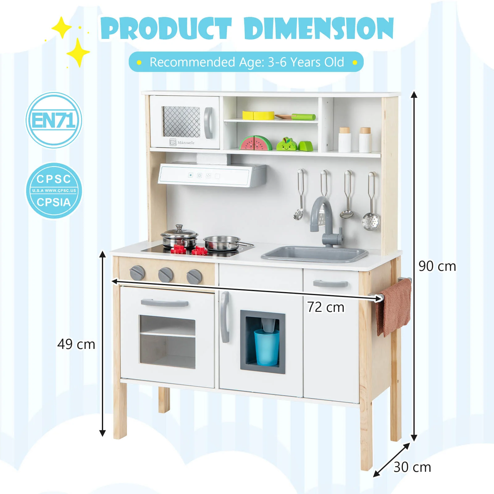 Kids Kitchen Playset with Towel Rack for Toddlers - Image 9