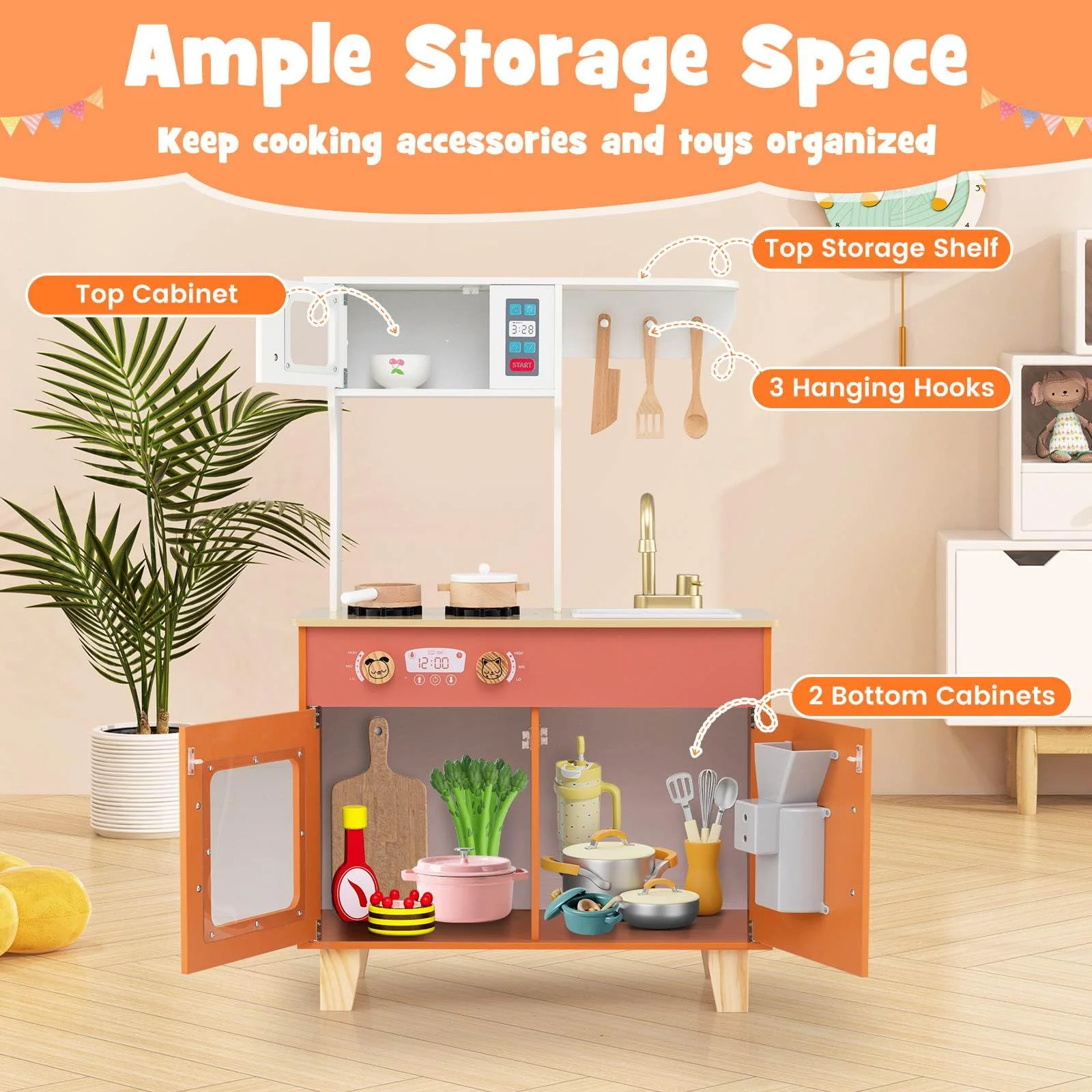 Kids Kitchen Playset, Wooden Pretend Play Kitchen - Image 8