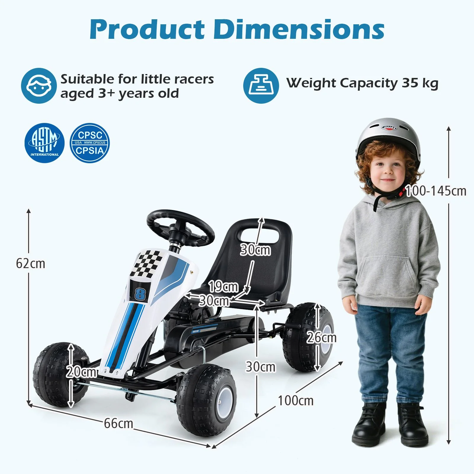 Kids Pedal Go Kart with Ergonomic Seat and Wear-Resistant Wheels for Boys and Girls - Image 3