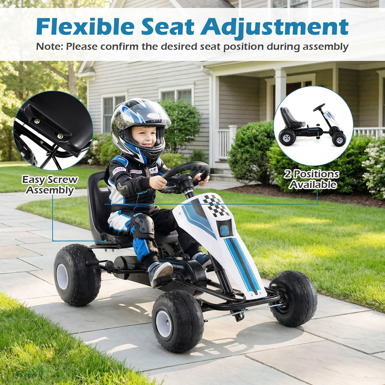 Kids Pedal Go Kart with Ergonomic Seat and Wear-Resistant Wheels for Boys and Girls - Image 6
