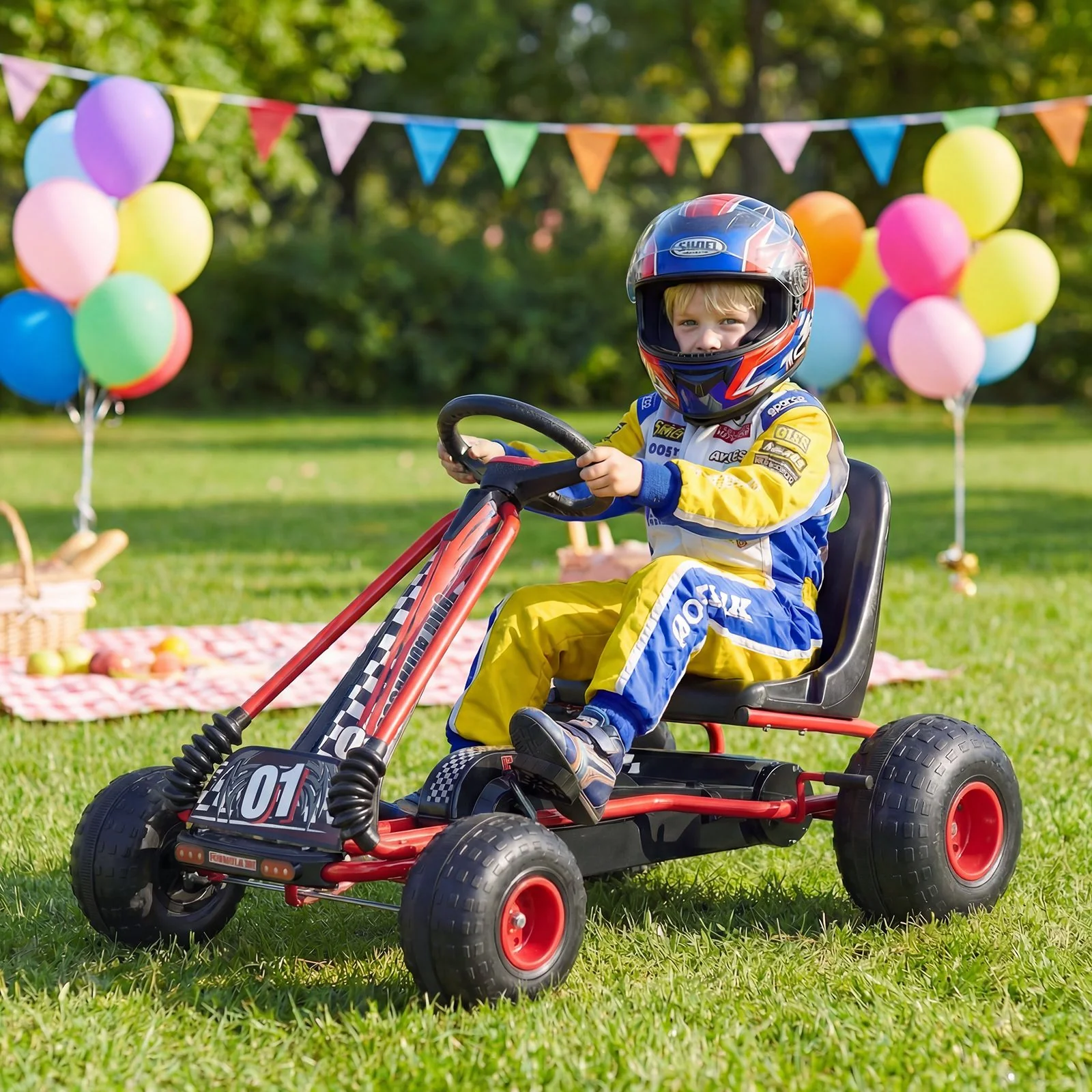 Kids Pedal Go Kart with Steering Wheel and Wear-Resistant Wheels for Boys and Girls - Image 3