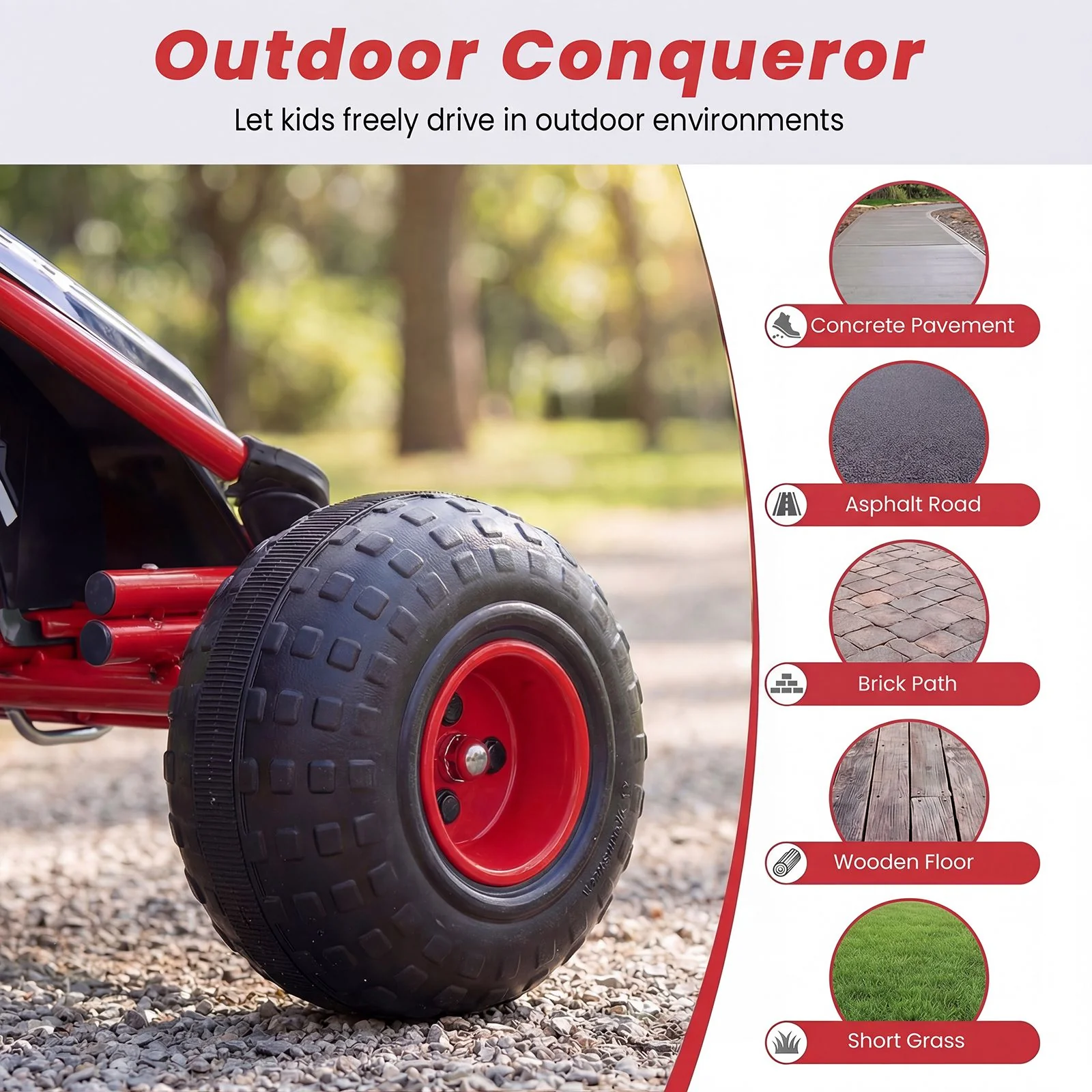 Kids Pedal Go Kart with Steering Wheel and Wear-Resistant Wheels for Boys and Girls - Image 4