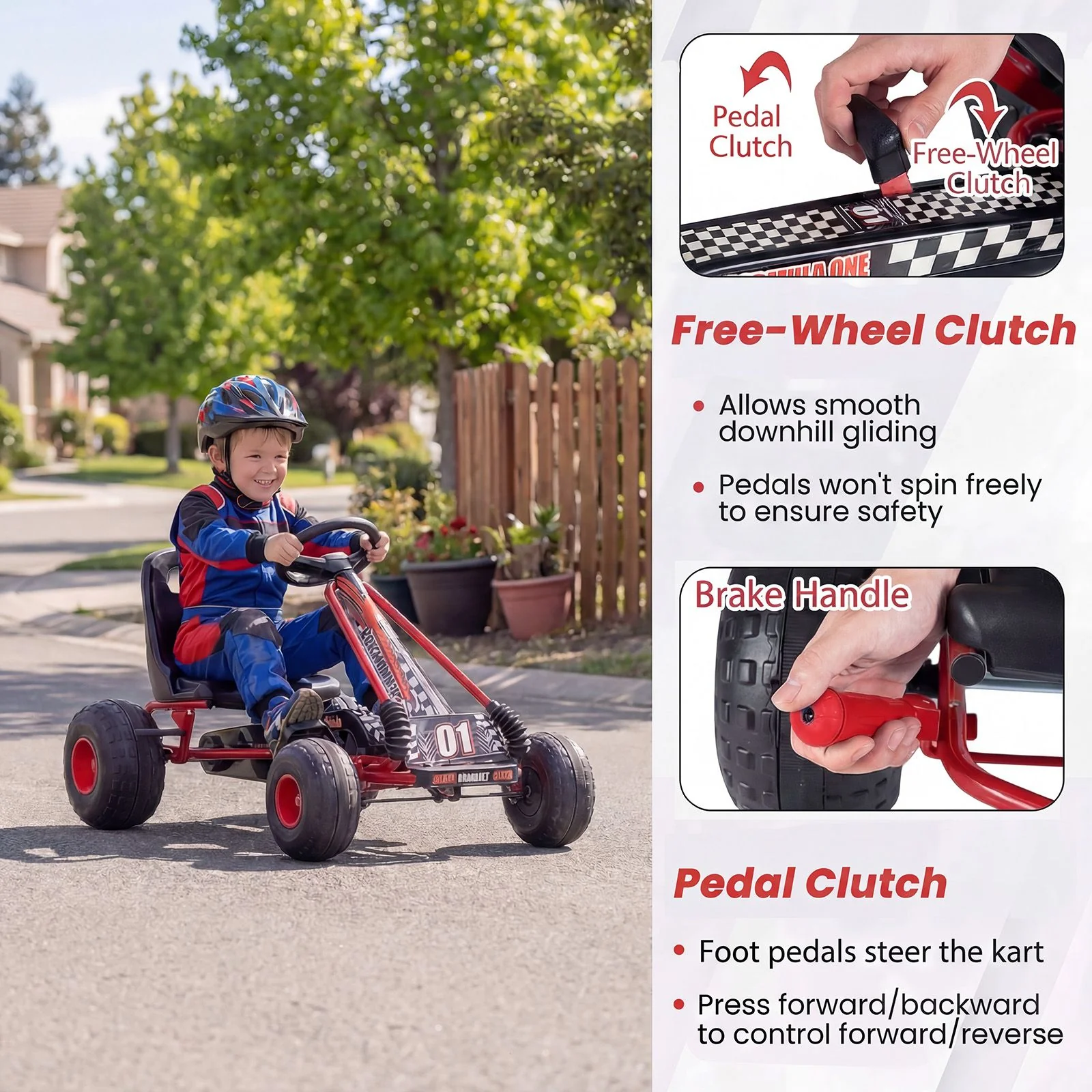 Kids Pedal Go Kart with Steering Wheel and Wear-Resistant Wheels for Boys and Girls - Image 6